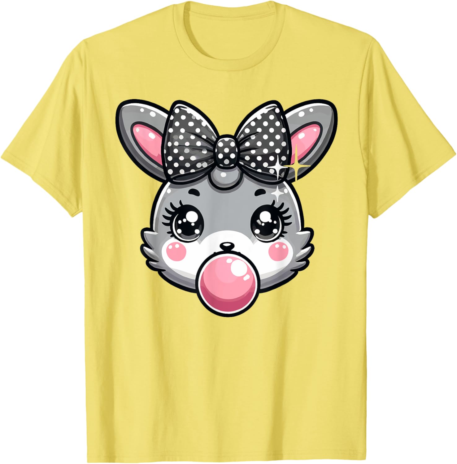 Cute Bunny Rabbit Face Coquette Bow Easter Day Girls Women T-Shirt