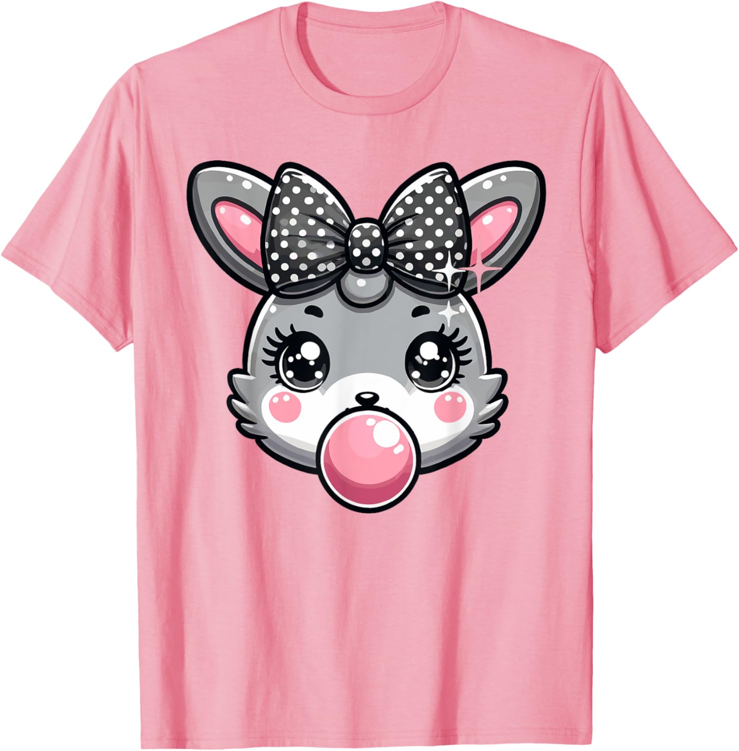 Cute Bunny Rabbit Face Coquette Bow Easter Day Girls Women T-Shirt