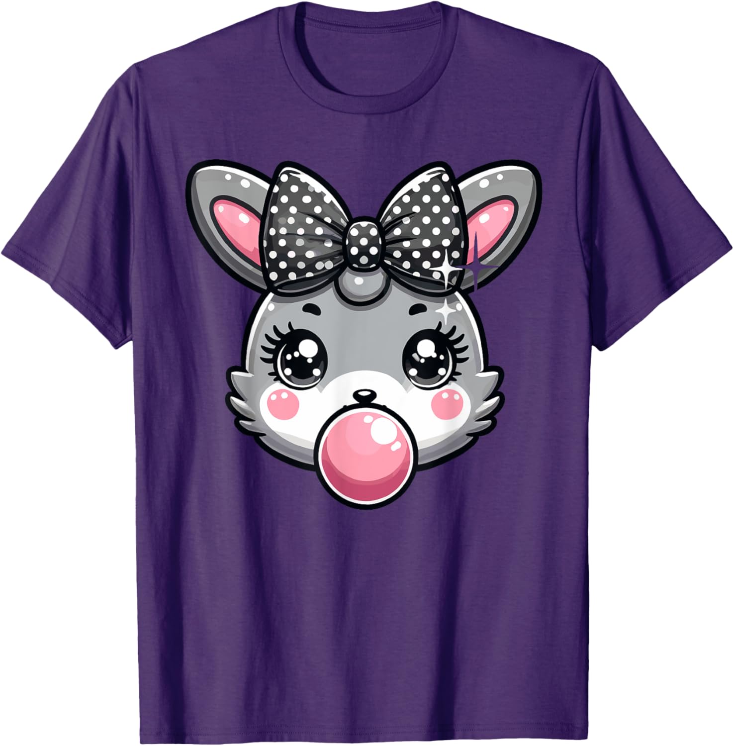 Cute Bunny Rabbit Face Coquette Bow Easter Day Girls Women T-Shirt