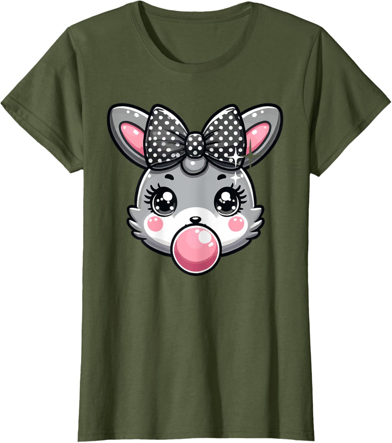 Cute Bunny Rabbit Face Coquette Bow Easter Day Girls Women T-Shirt