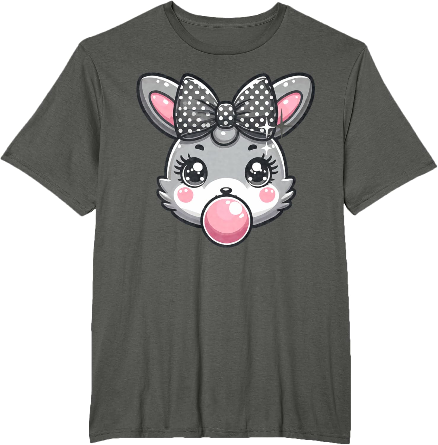 Cute Bunny Rabbit Face Coquette Bow Easter Day Girls Women T-Shirt