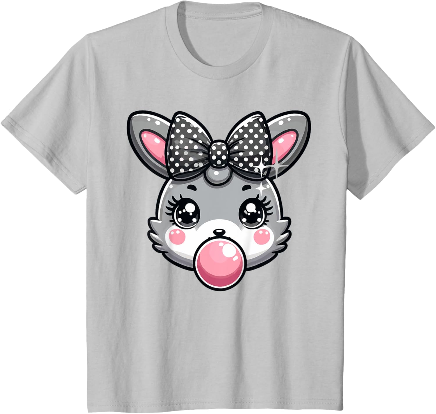 Cute Bunny Rabbit Face Coquette Bow Easter Day Girls Women T-Shirt