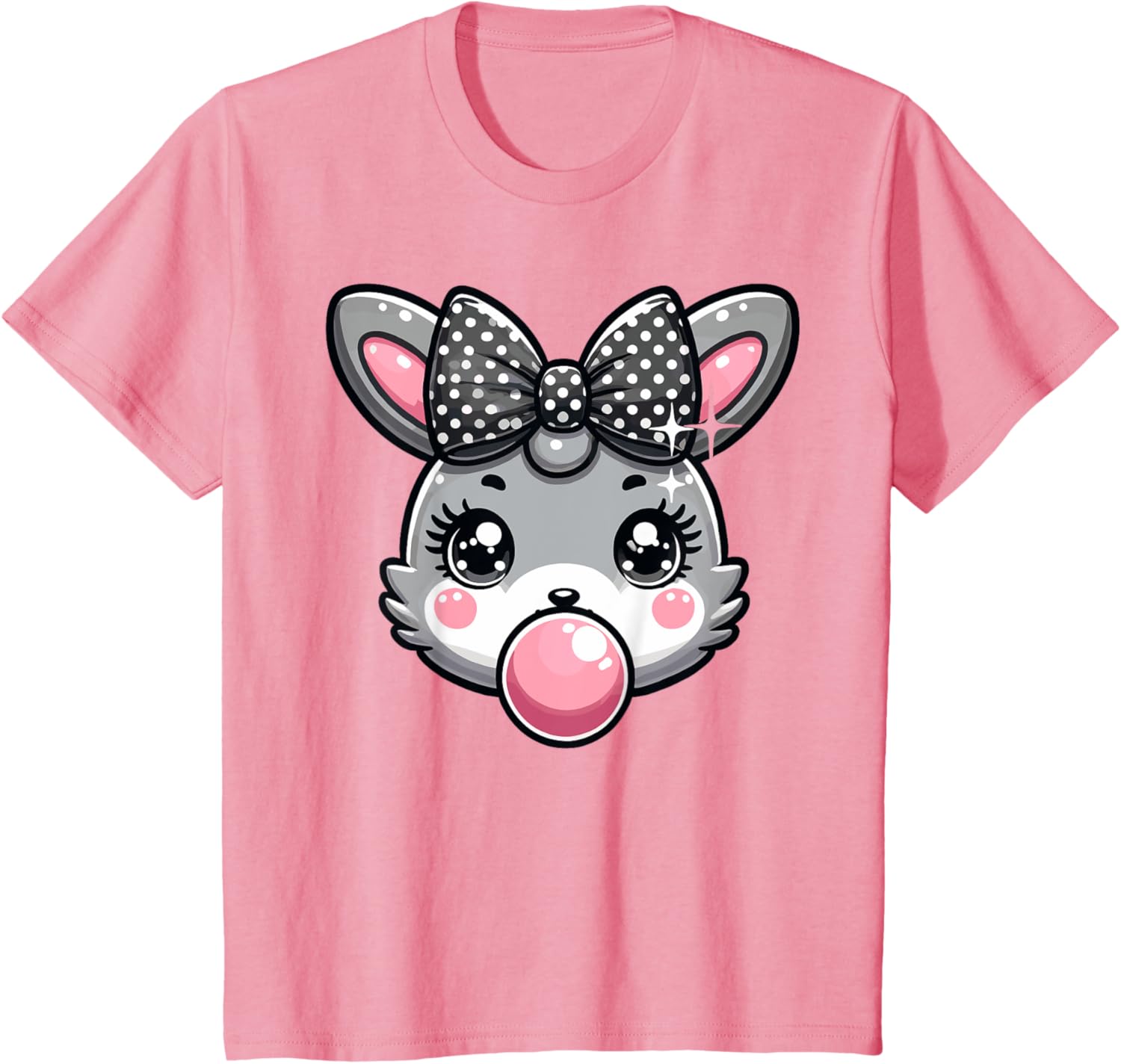 Cute Bunny Rabbit Face Coquette Bow Easter Day Girls Women T-Shirt