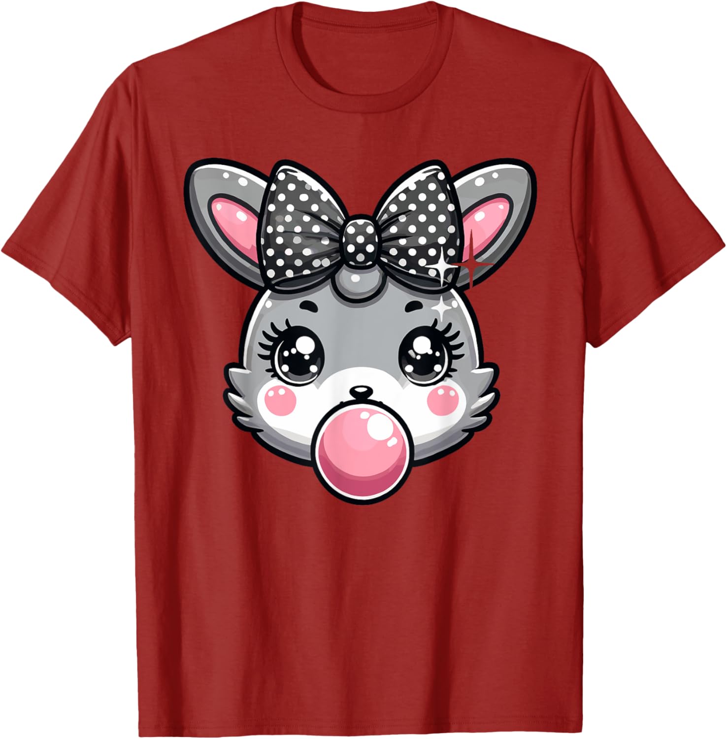 Cute Bunny Rabbit Face Coquette Bow Easter Day Girls Women T-Shirt