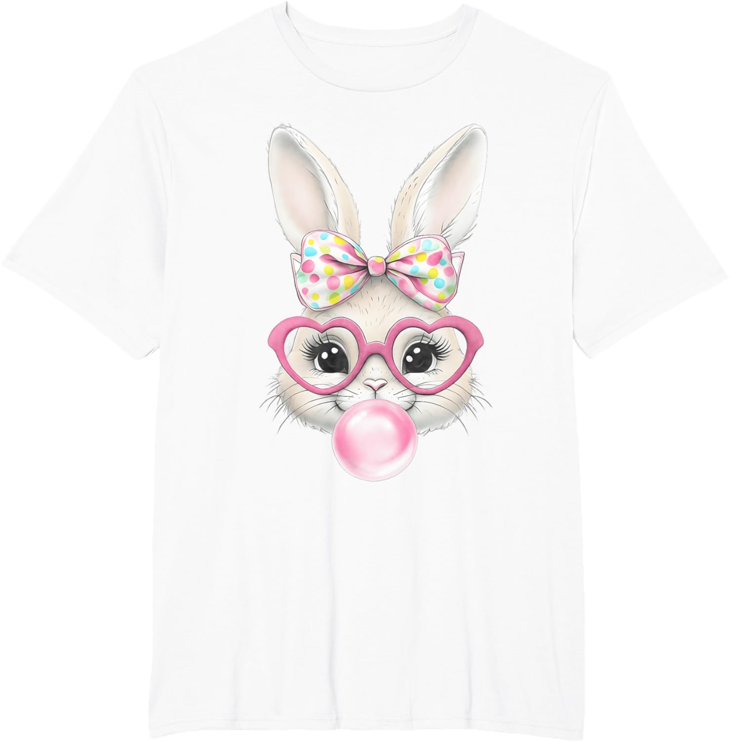 Cute Bunny Rabbit Face Coquette Bow Easter Day Girls Women T-Shirt