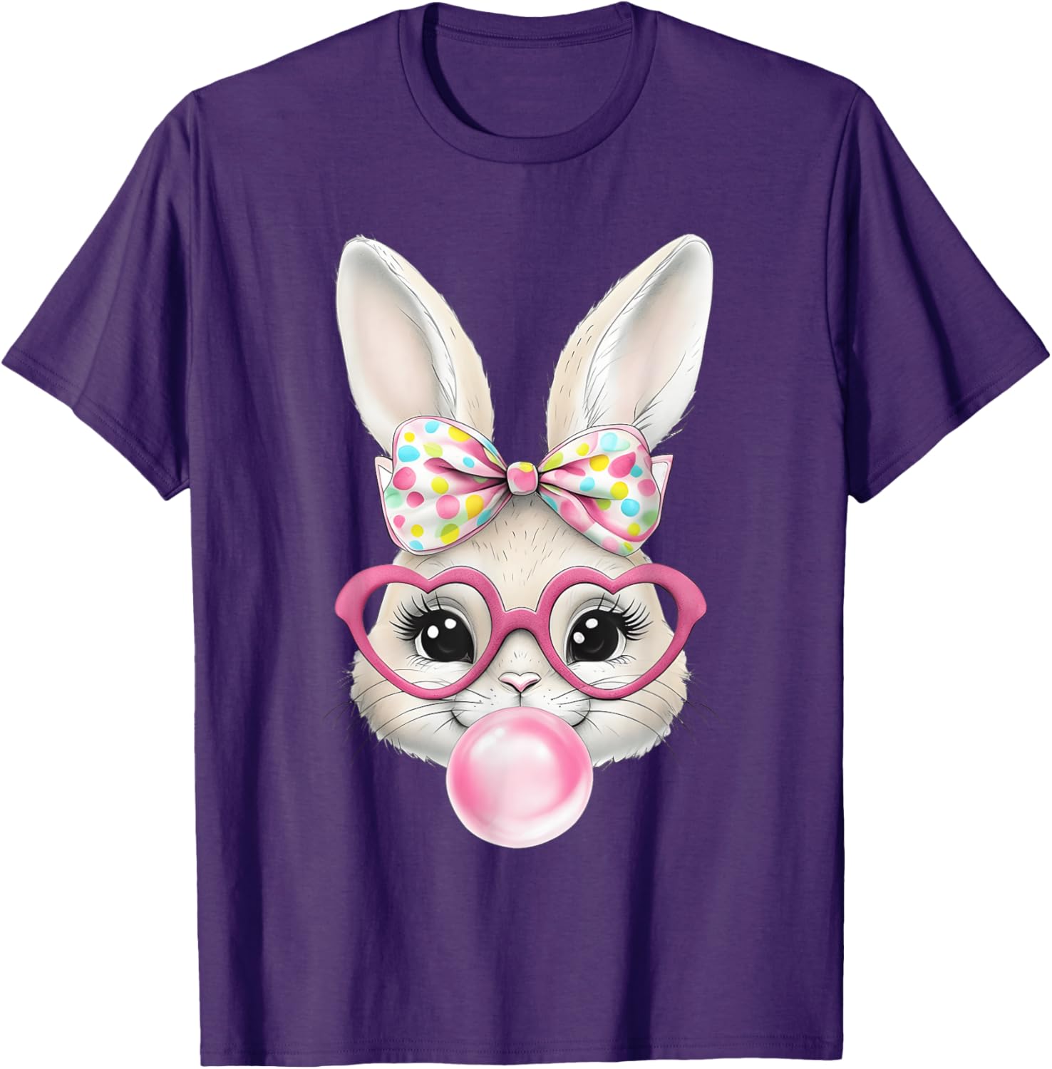 Cute Bunny Rabbit Face Coquette Bow Easter Day Girls Women T-Shirt