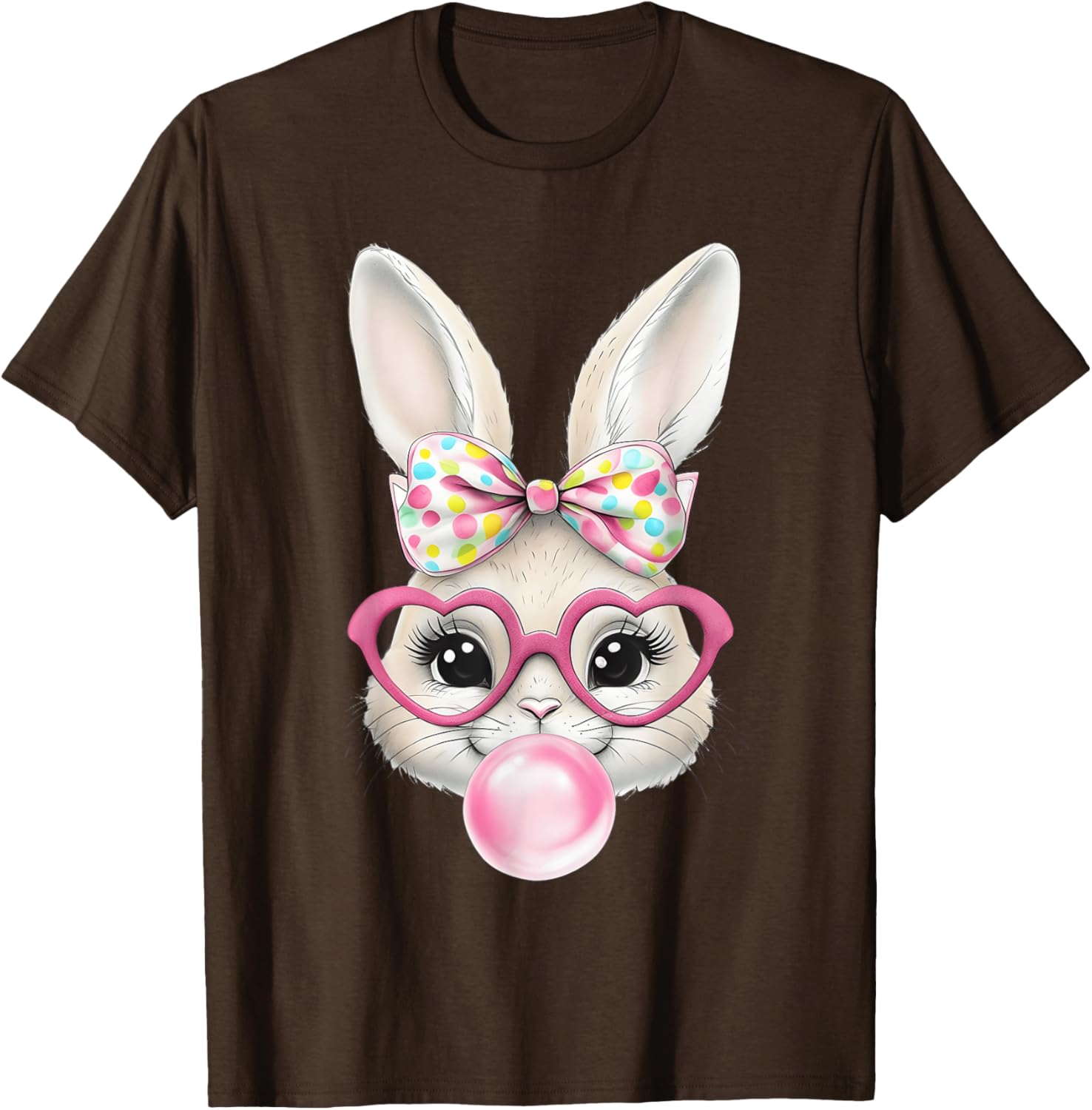 Cute Bunny Rabbit Face Coquette Bow Easter Day Girls Women T-Shirt