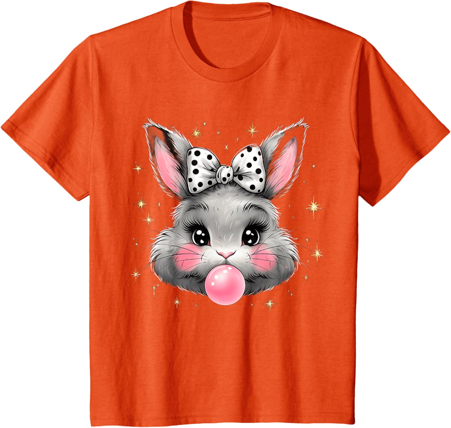 Cute Bunny Rabbit Face Coquette Bow Easter Day Girls Women T-Shirt