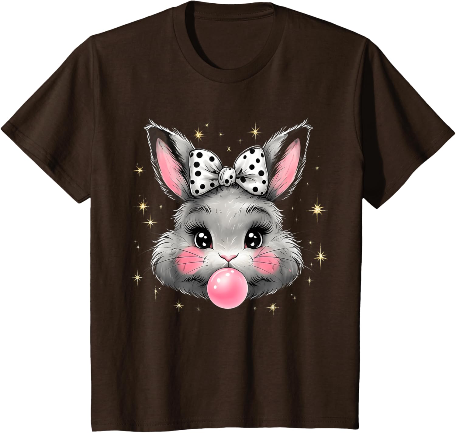 Cute Bunny Rabbit Face Coquette Bow Easter Day Girls Women T-Shirt