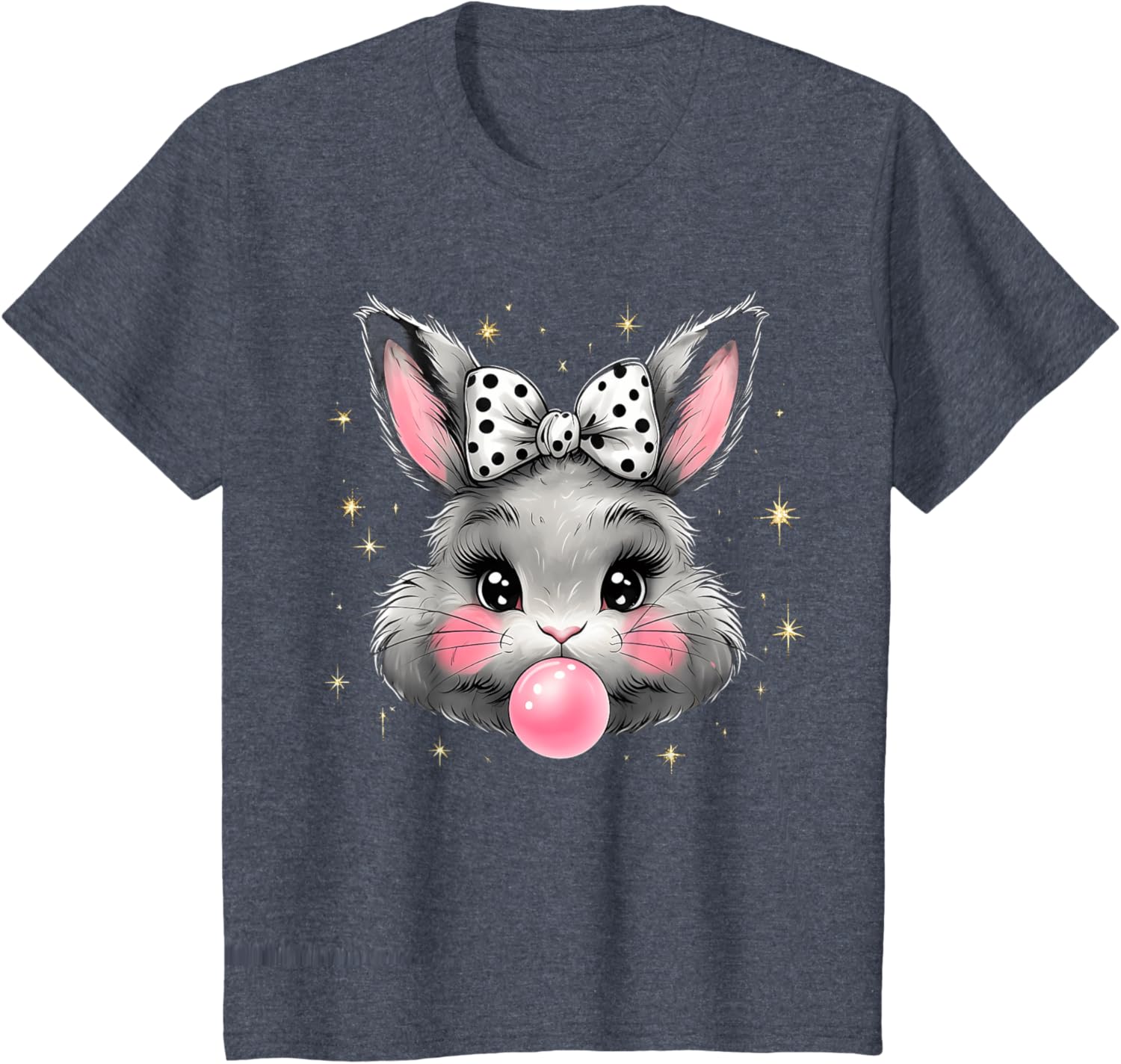 Cute Bunny Rabbit Face Coquette Bow Easter Day Girls Women T-Shirt