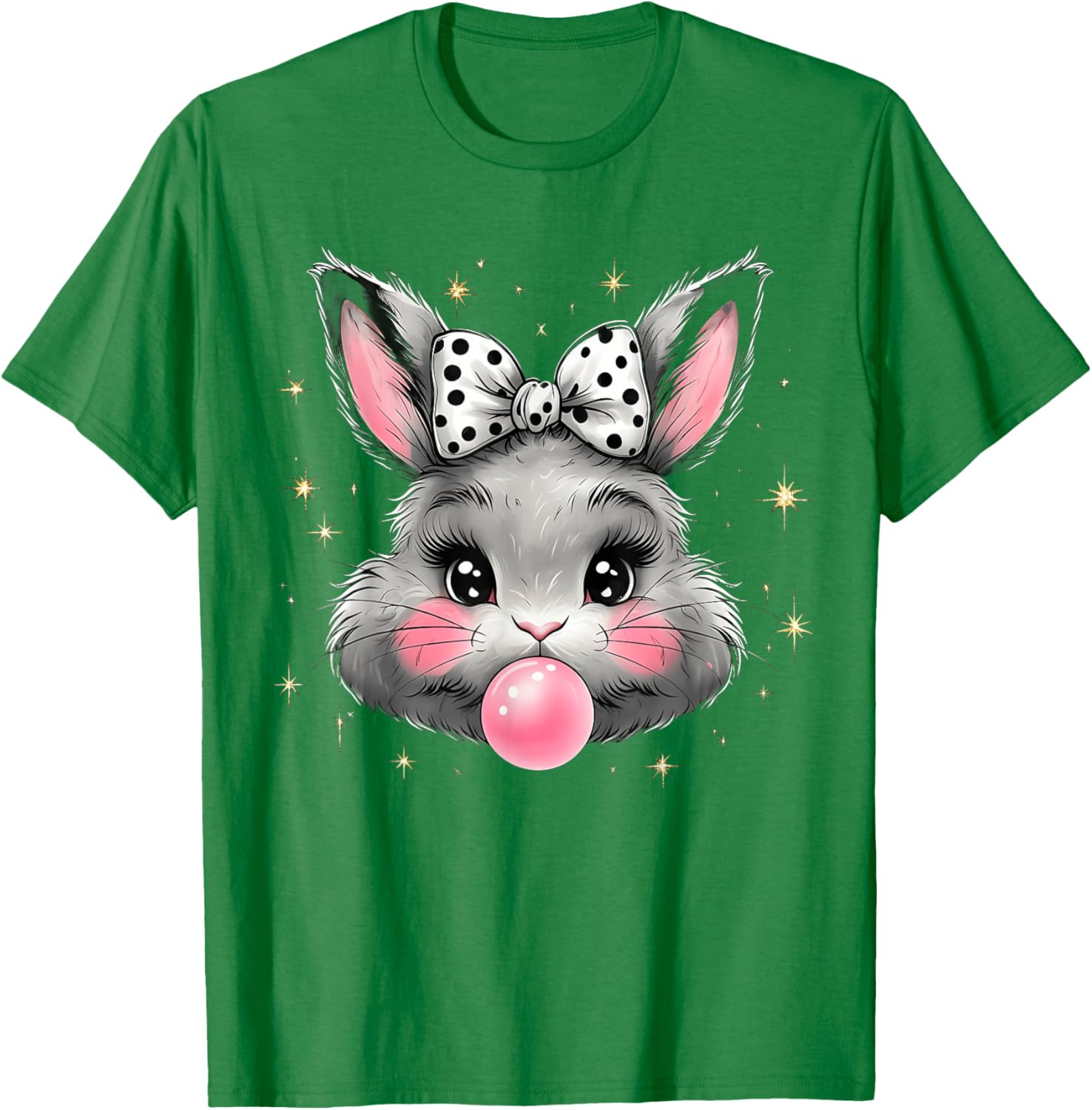 Cute Bunny Rabbit Face Coquette Bow Easter Day Girls Women T-Shirt