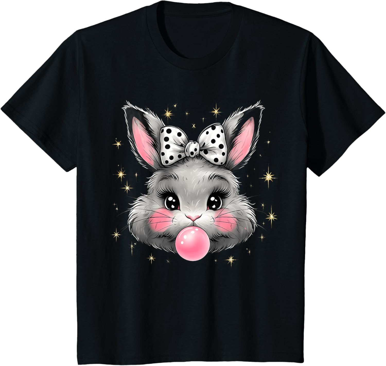 Cute Bunny Rabbit Face Coquette Bow Easter Day Girls Women T-Shirt