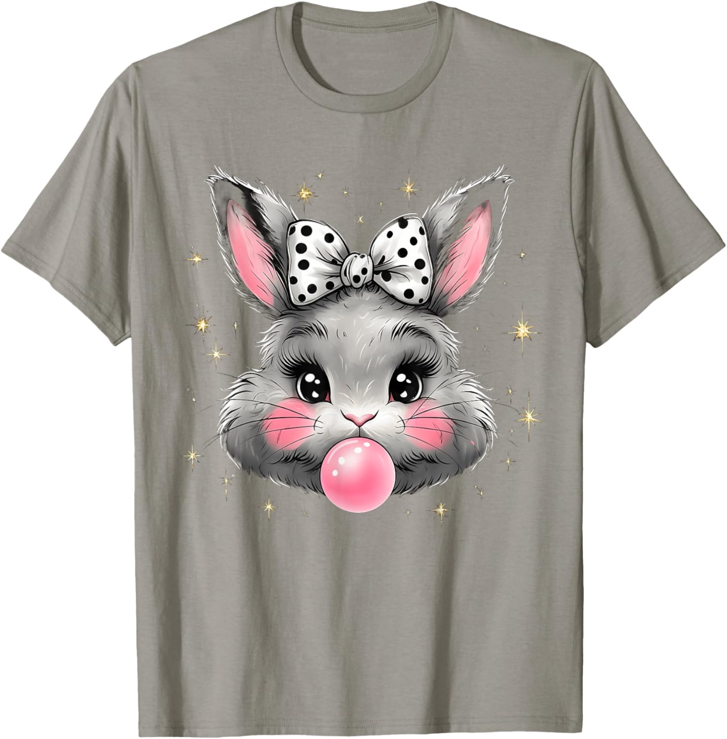 Cute Bunny Rabbit Face Coquette Bow Easter Day Girls Women T-Shirt