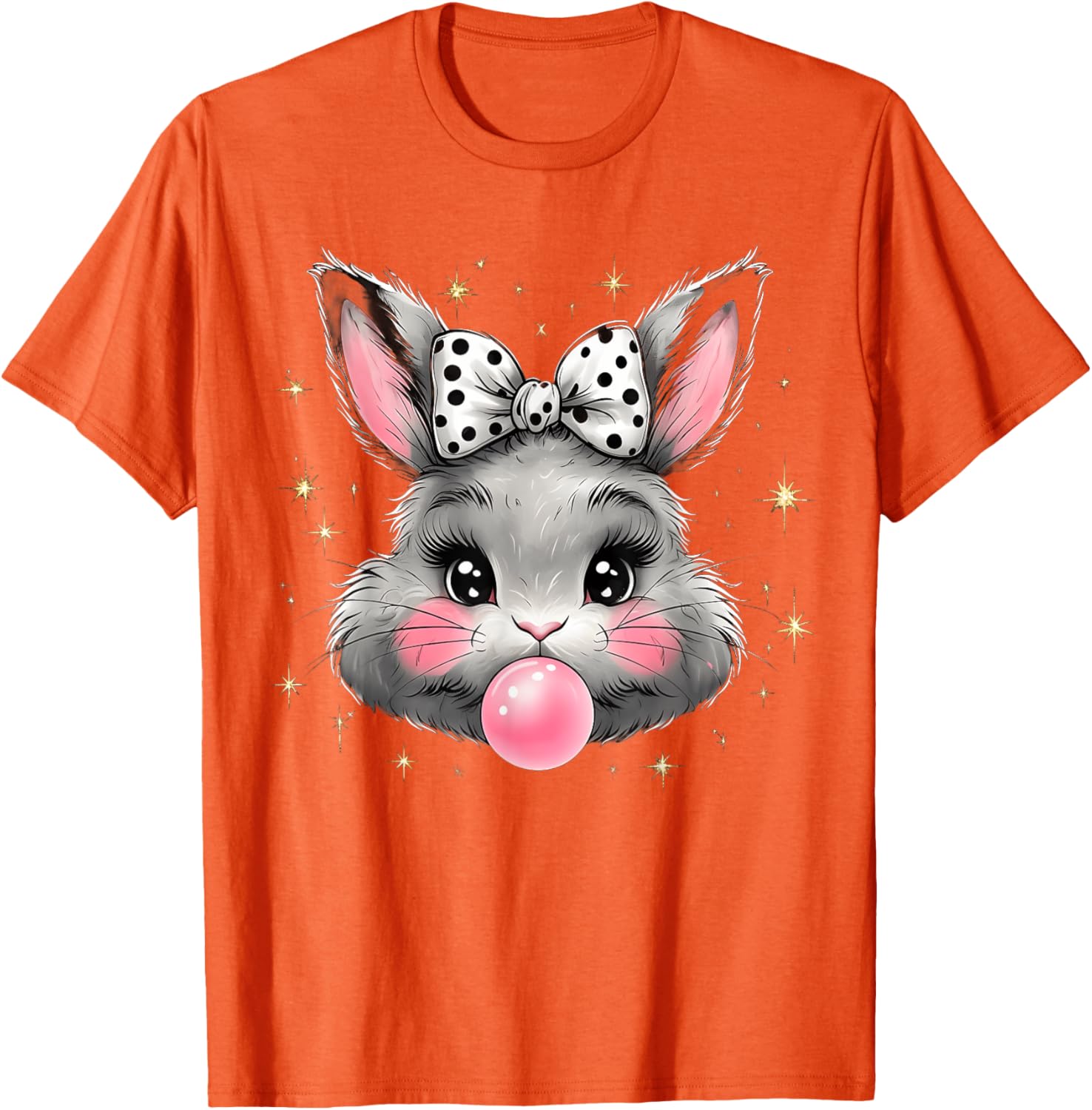 Cute Bunny Rabbit Face Coquette Bow Easter Day Girls Women T-Shirt