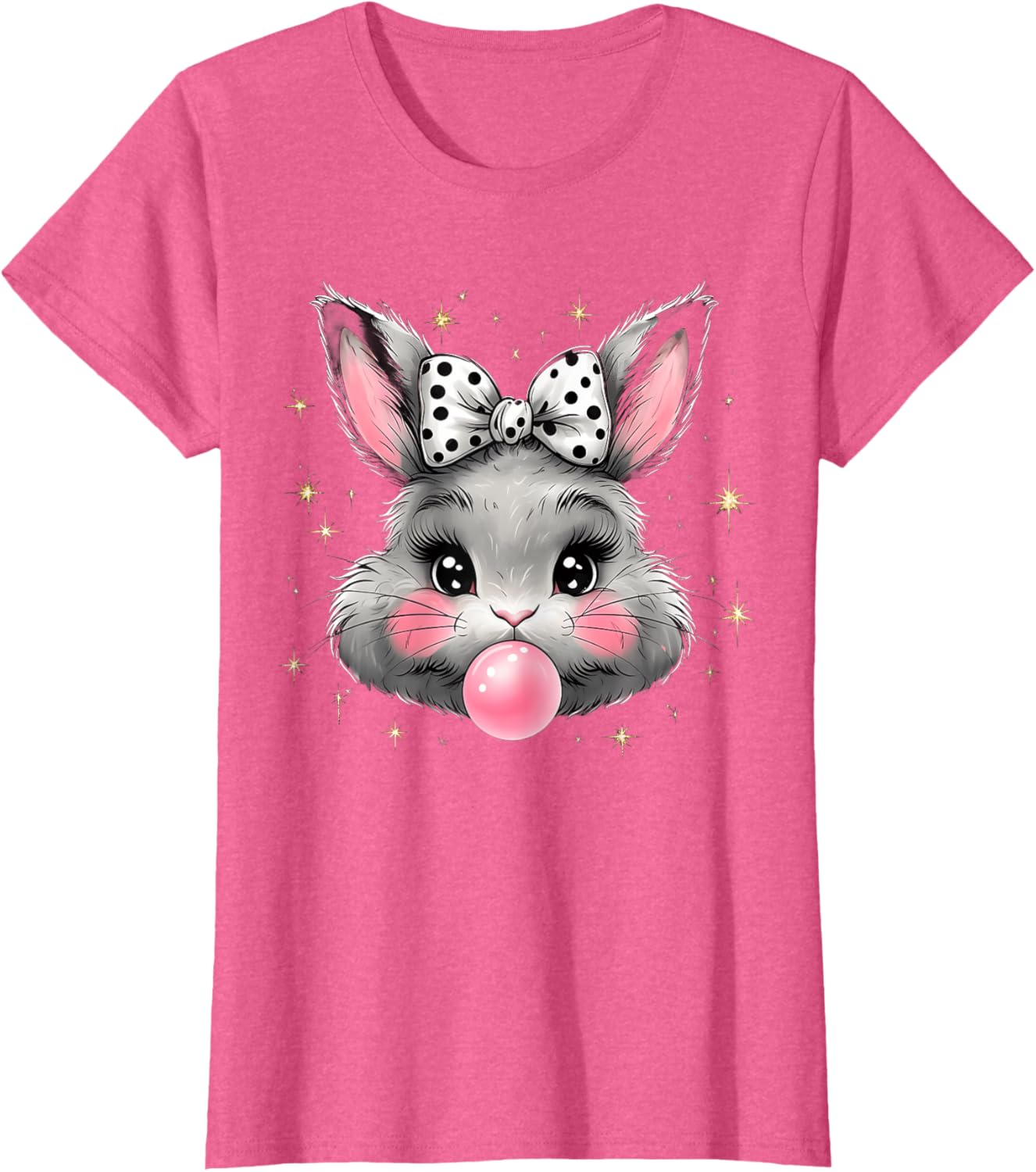 Cute Bunny Rabbit Face Coquette Bow Easter Day Girls Women T-Shirt