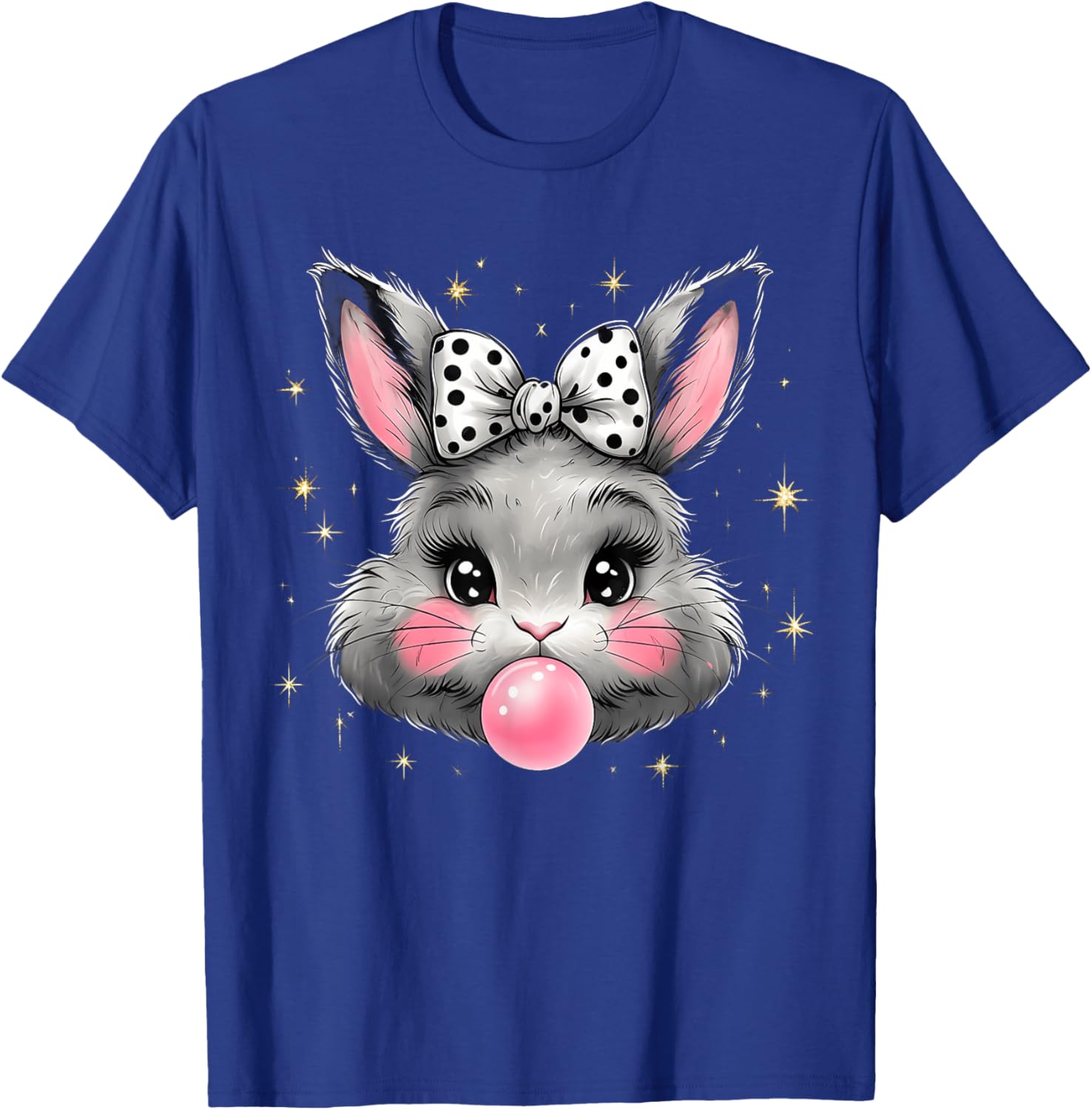 Cute Bunny Rabbit Face Coquette Bow Easter Day Girls Women T-Shirt