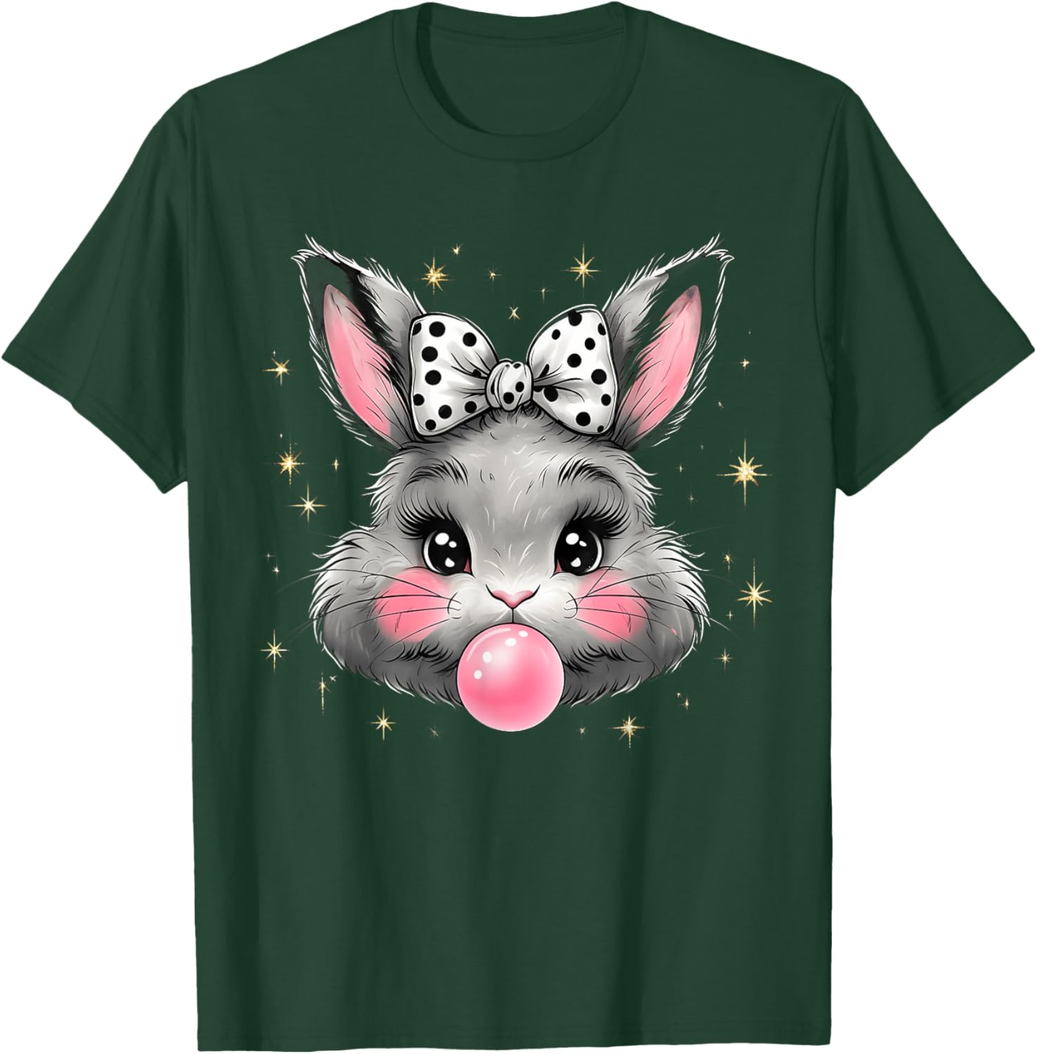 Cute Bunny Rabbit Face Coquette Bow Easter Day Girls Women T-Shirt