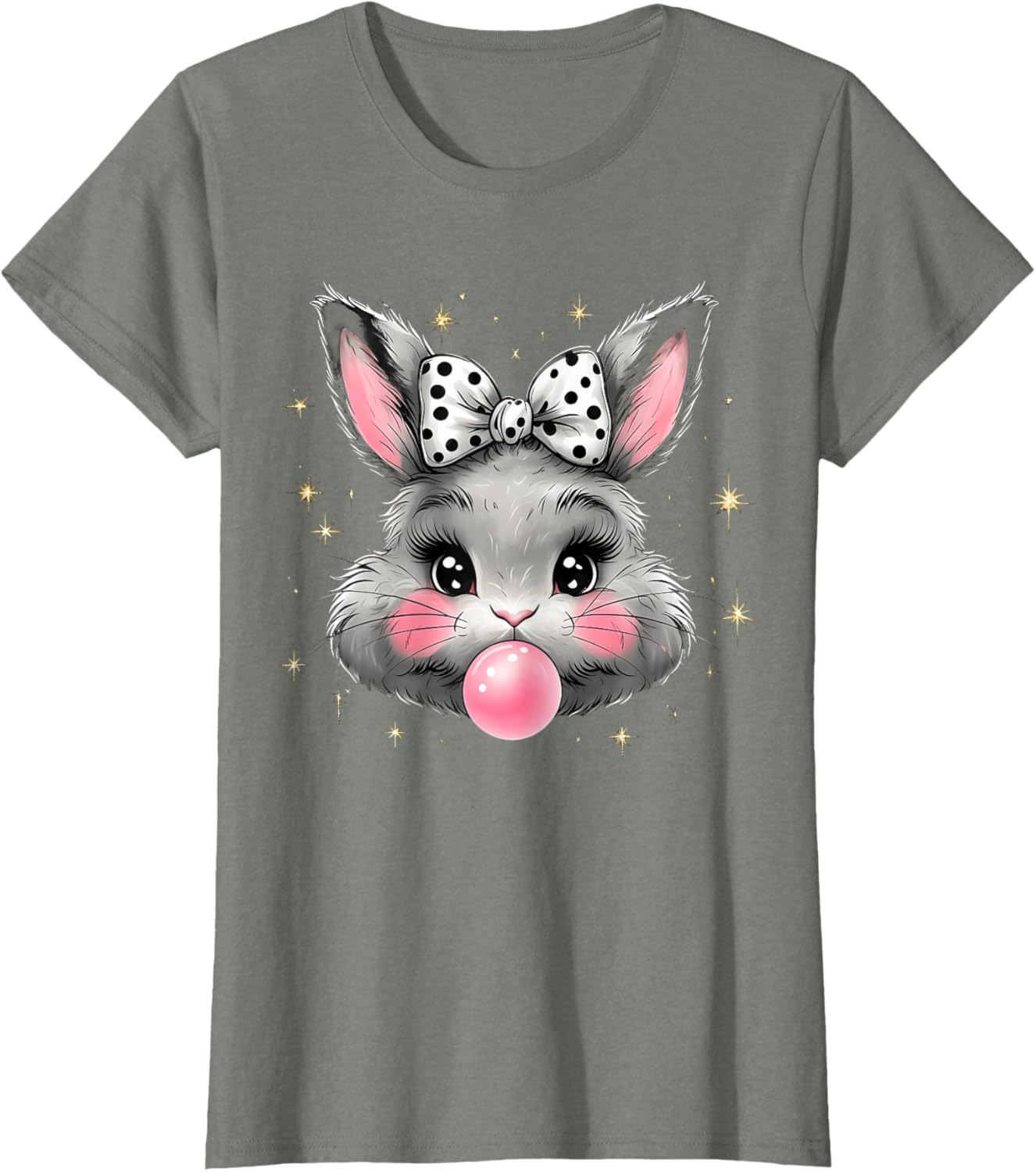 Cute Bunny Rabbit Face Coquette Bow Easter Day Girls Women T-Shirt