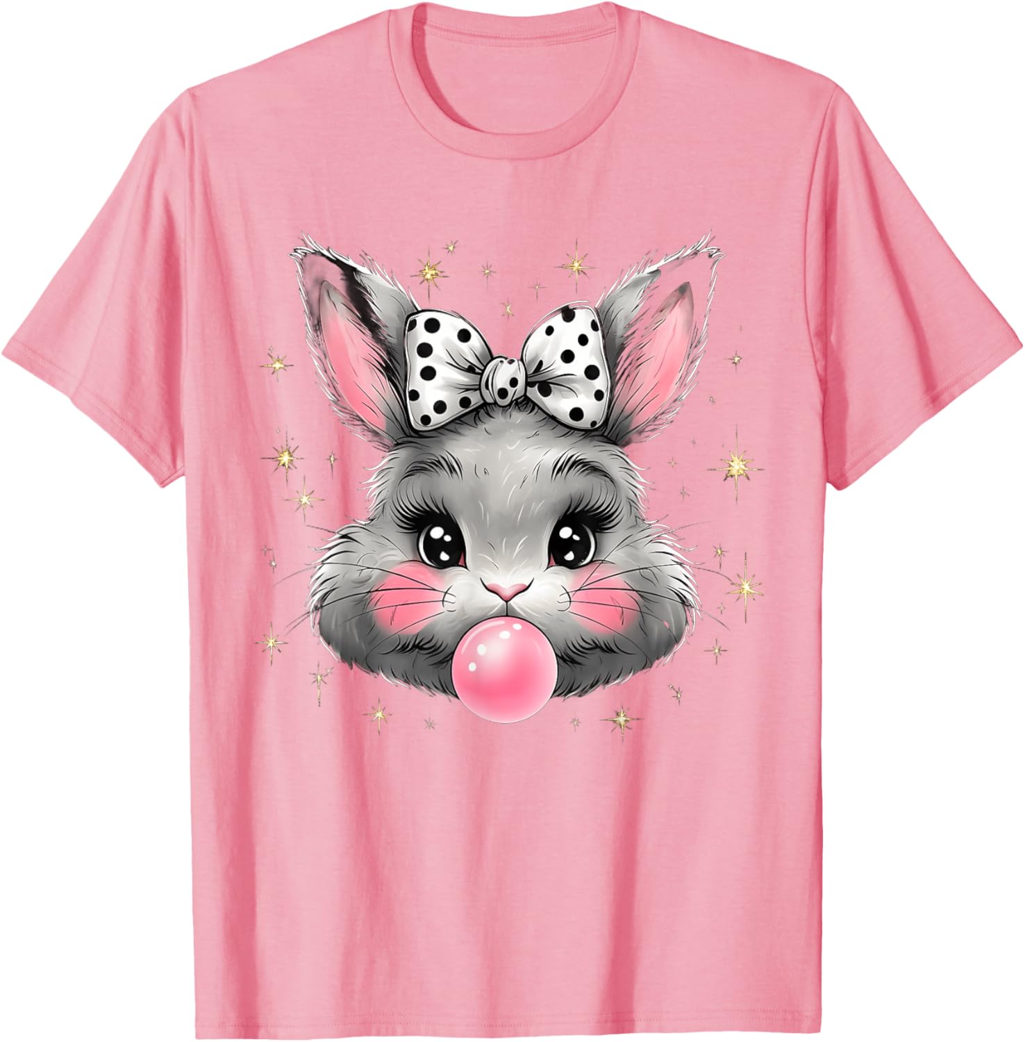 Cute Bunny Rabbit Face Coquette Bow Easter Day Girls Women T-Shirt