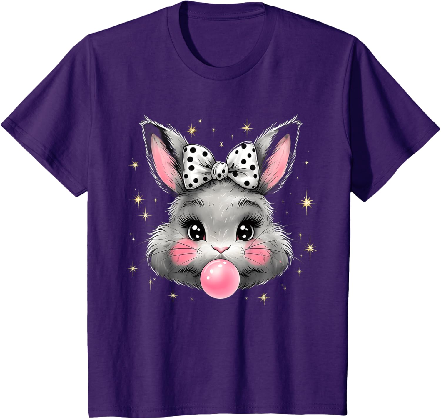 Cute Bunny Rabbit Face Coquette Bow Easter Day Girls Women T-Shirt