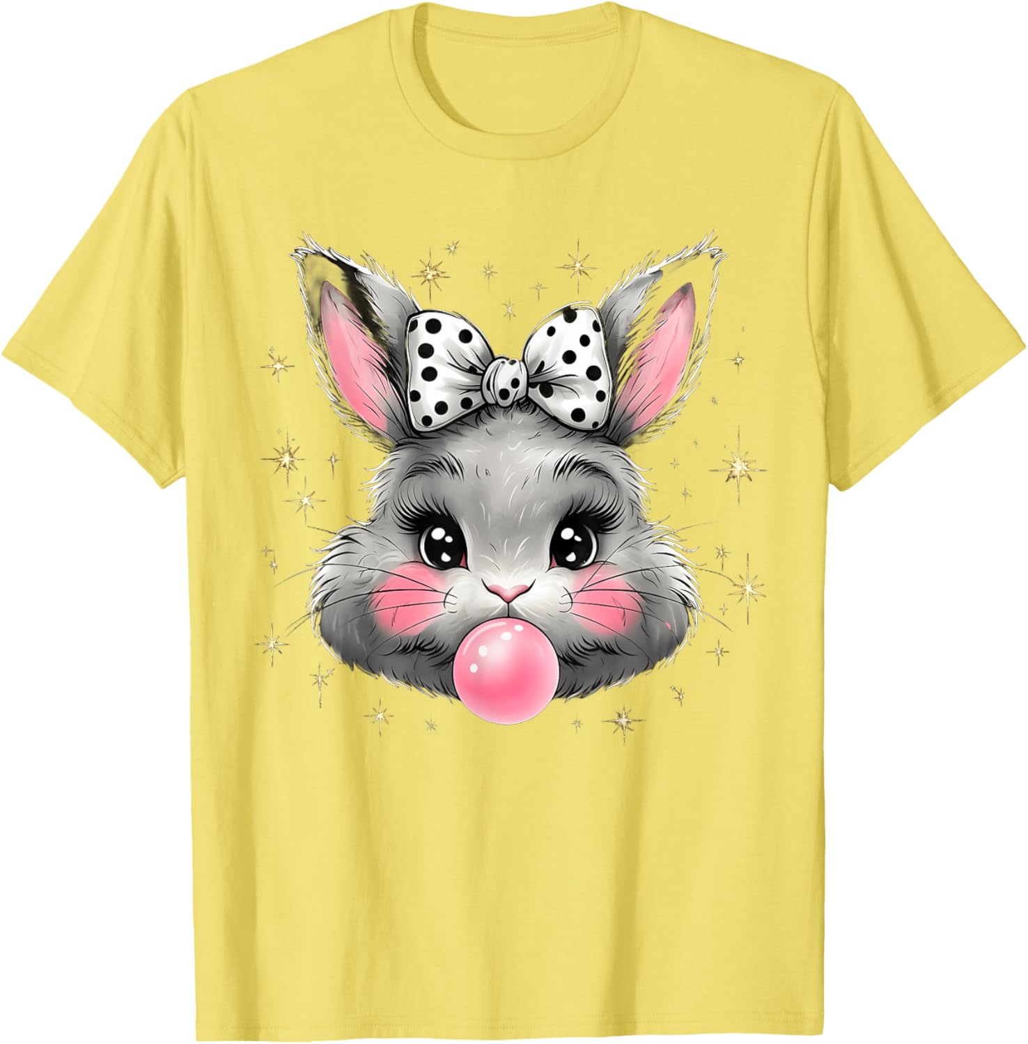 Cute Bunny Rabbit Face Coquette Bow Easter Day Girls Women T-Shirt