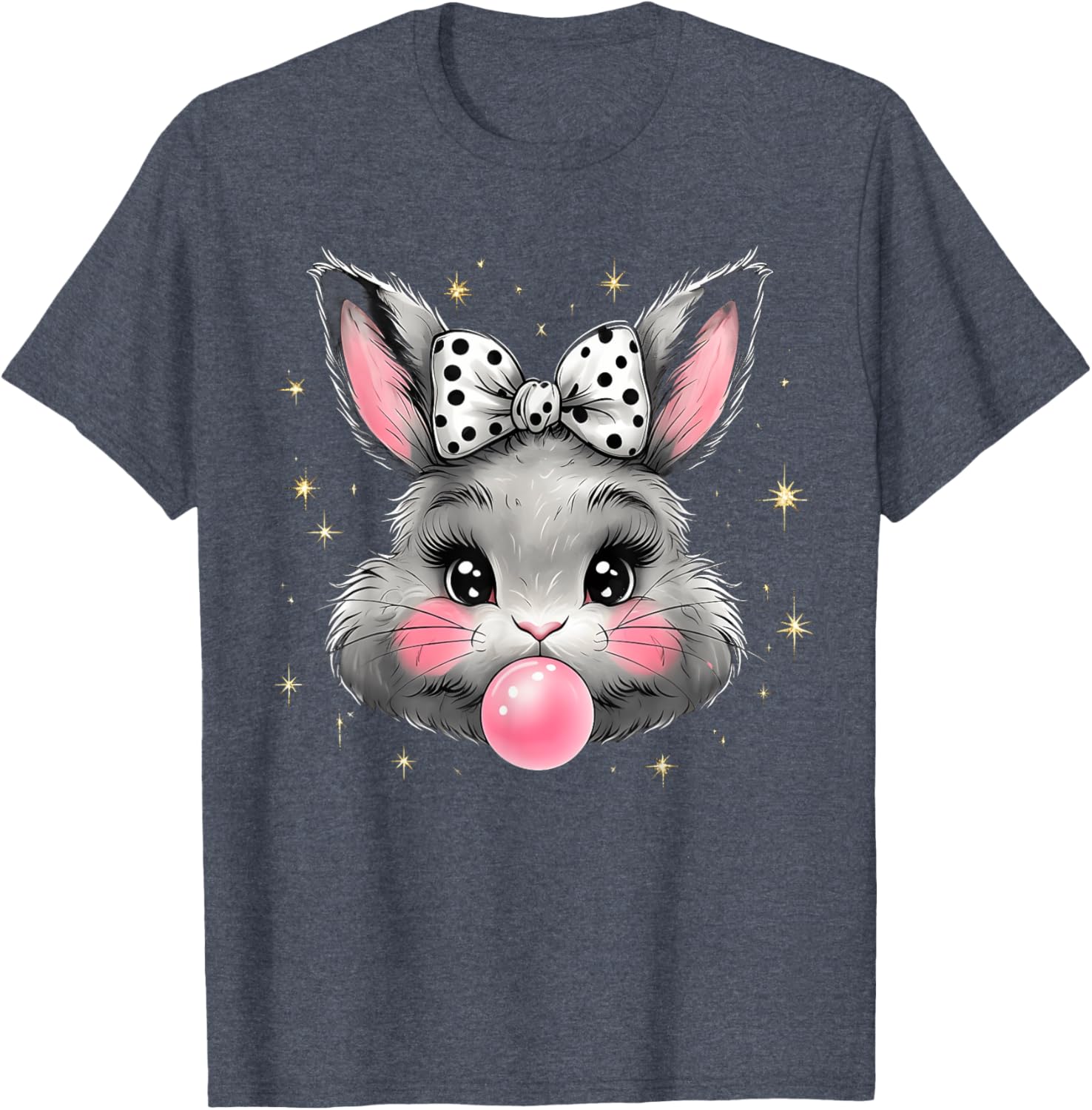 Cute Bunny Rabbit Face Coquette Bow Easter Day Girls Women T-Shirt