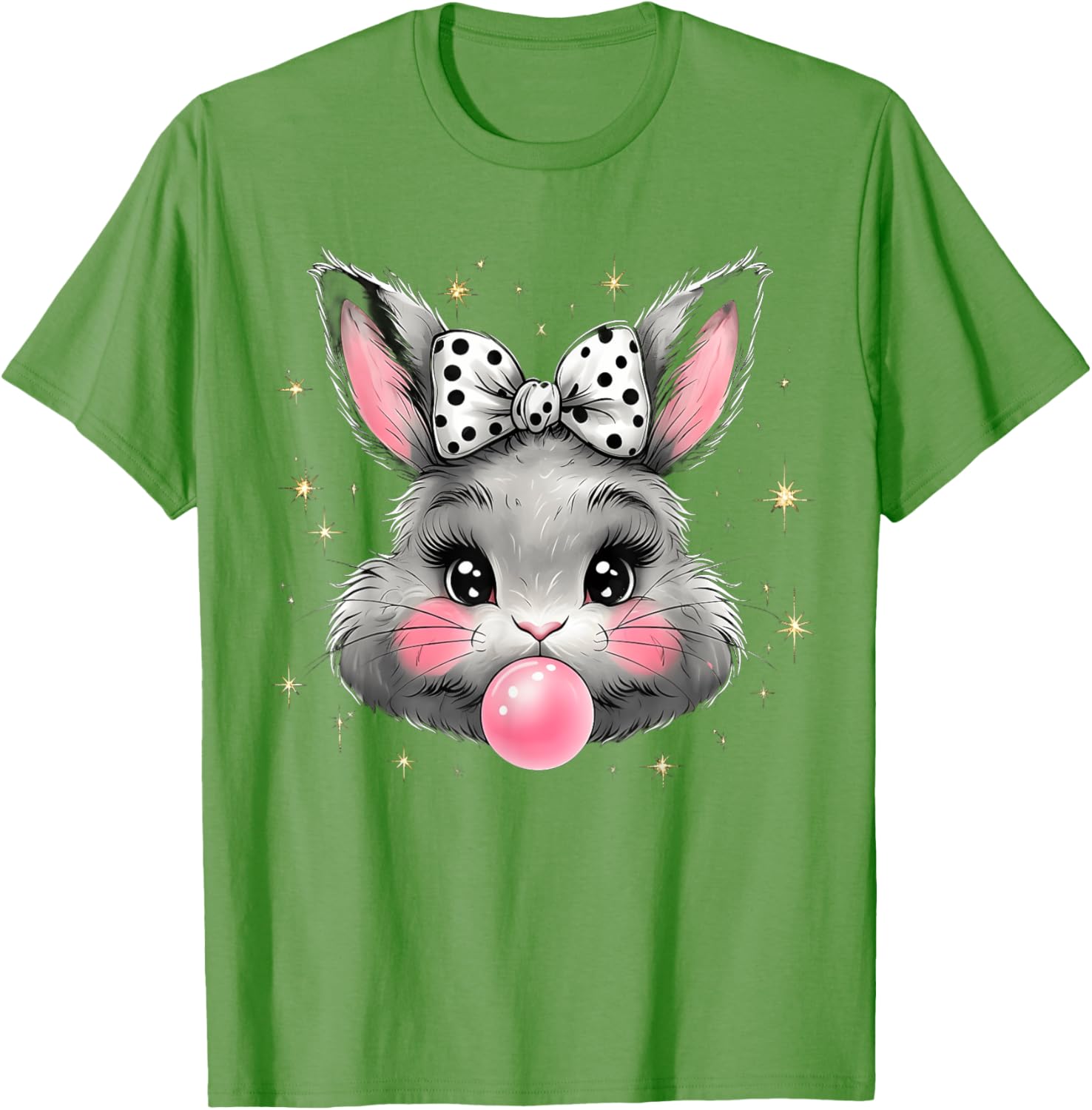 Cute Bunny Rabbit Face Coquette Bow Easter Day Girls Women T-Shirt