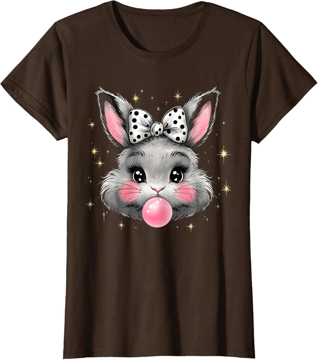 Cute Bunny Rabbit Face Coquette Bow Easter Day Girls Women T-Shirt