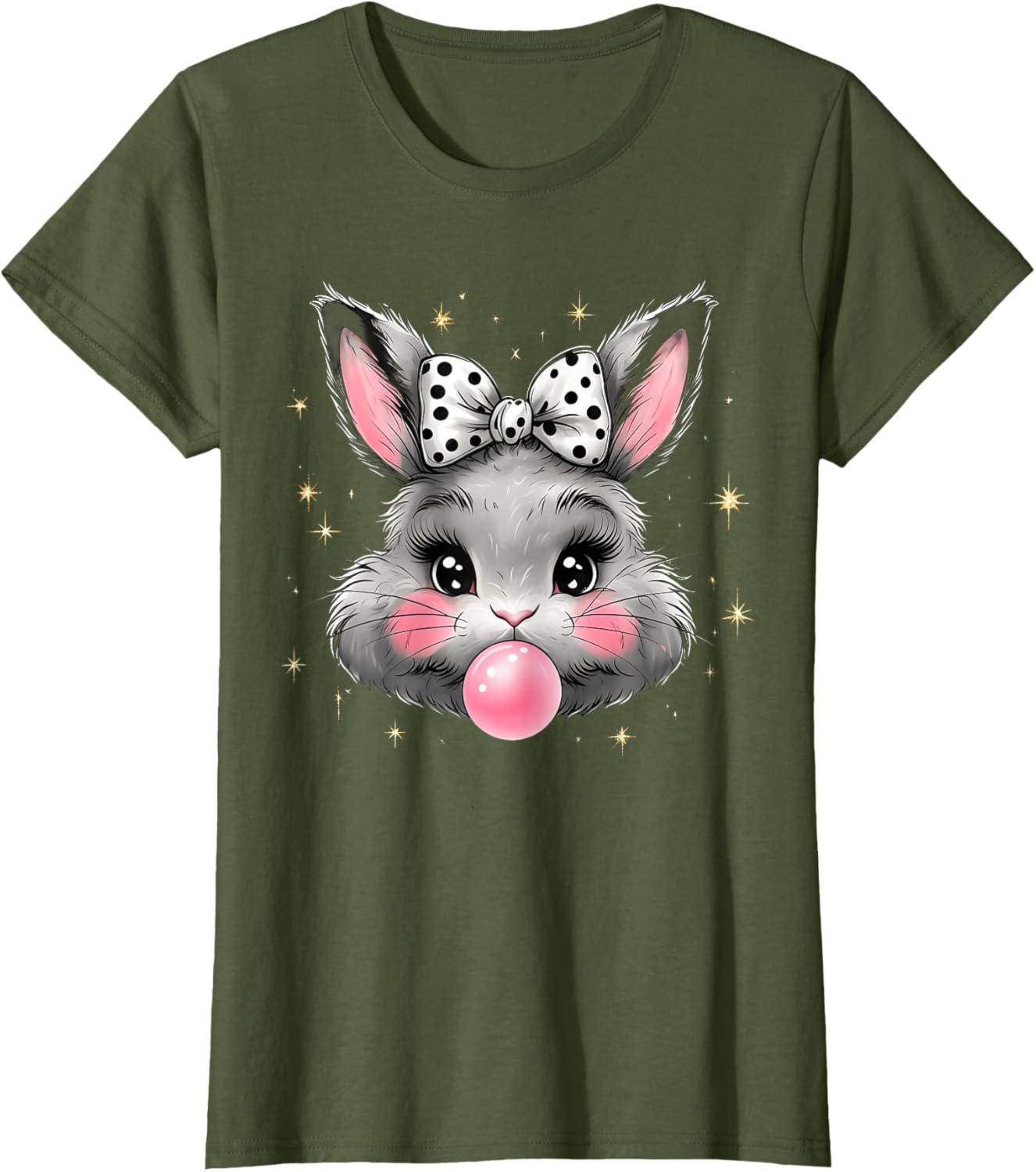 Cute Bunny Rabbit Face Coquette Bow Easter Day Girls Women T-Shirt