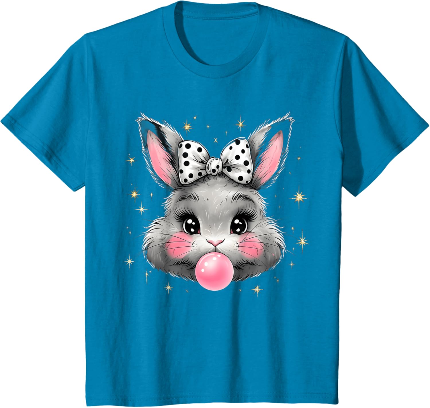 Cute Bunny Rabbit Face Coquette Bow Easter Day Girls Women T-Shirt