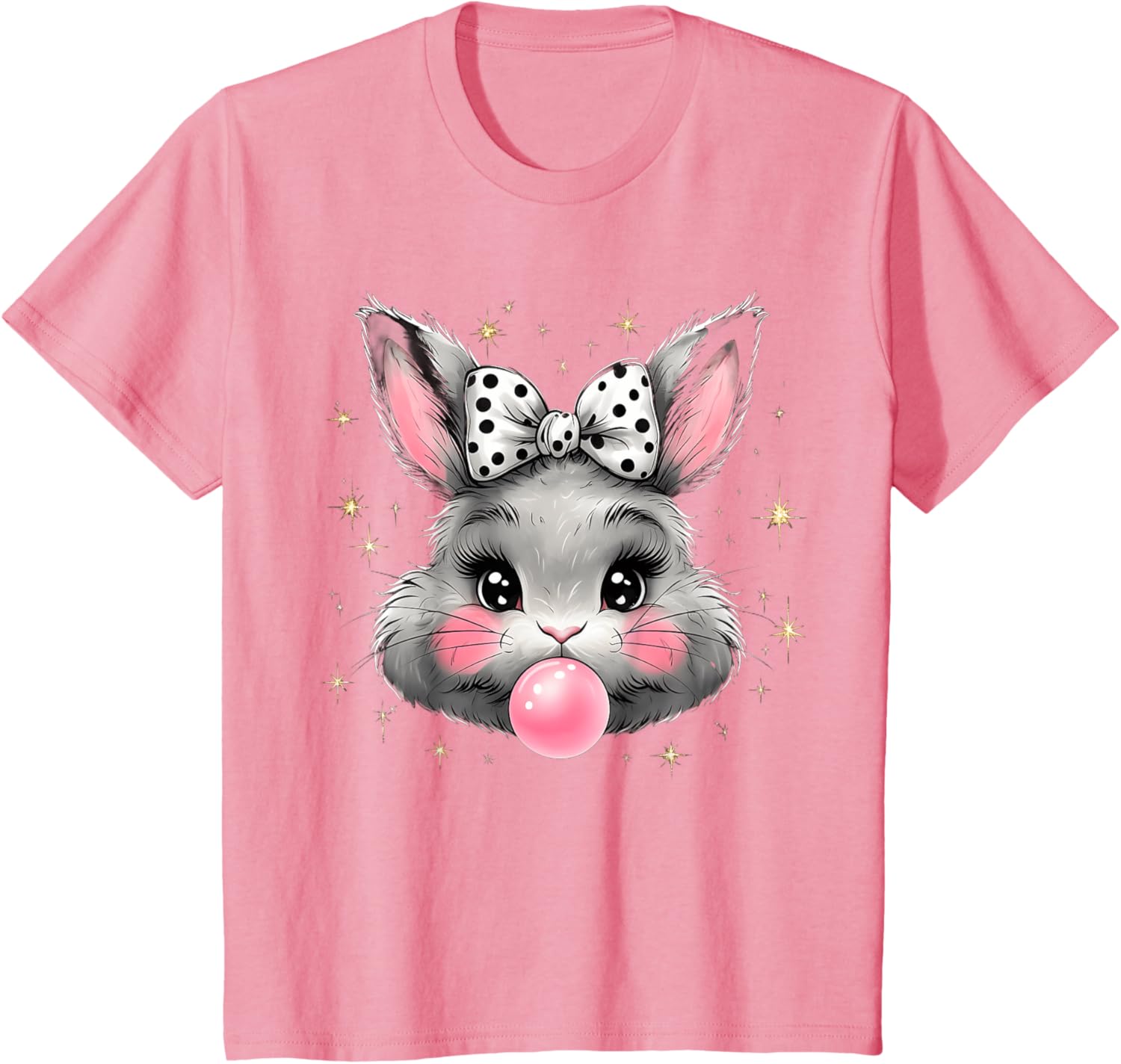 Cute Bunny Rabbit Face Coquette Bow Easter Day Girls Women T-Shirt