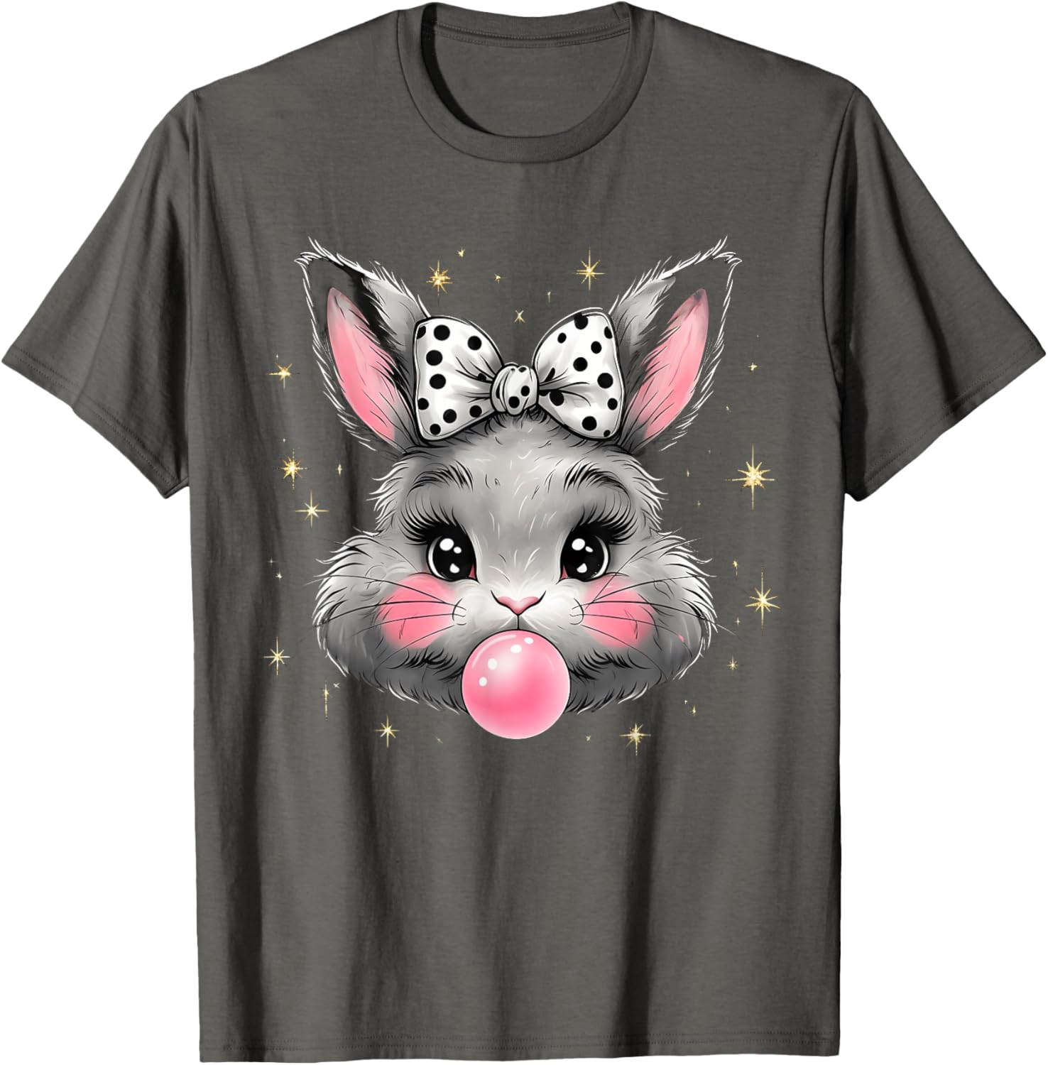 Cute Bunny Rabbit Face Coquette Bow Easter Day Girls Women T-Shirt