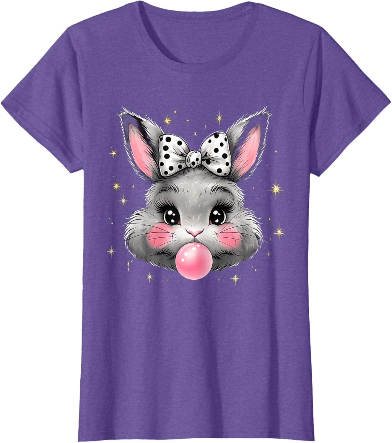 Cute Bunny Rabbit Face Coquette Bow Easter Day Girls Women T-Shirt