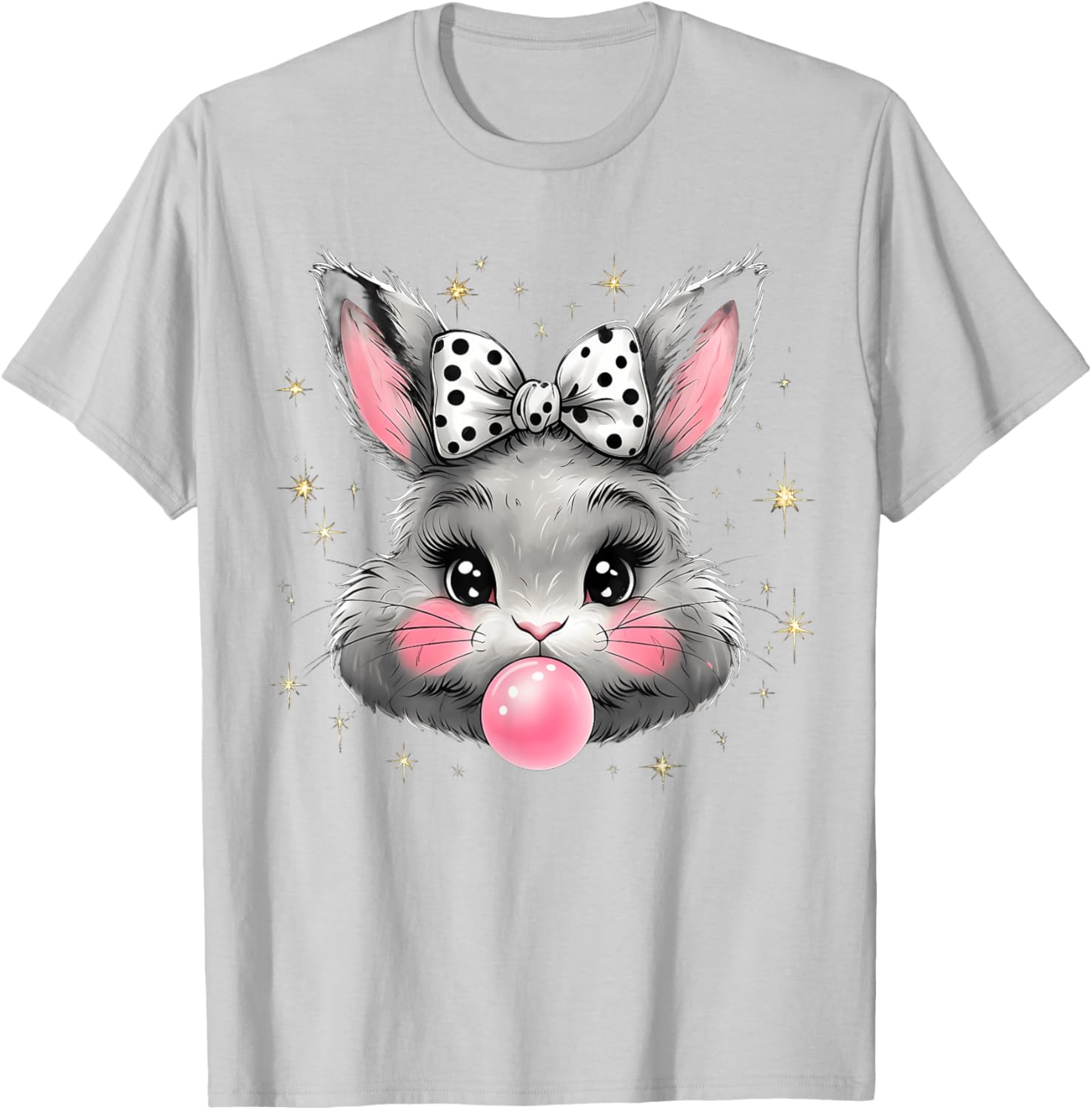 Cute Bunny Rabbit Face Coquette Bow Easter Day Girls Women T-Shirt