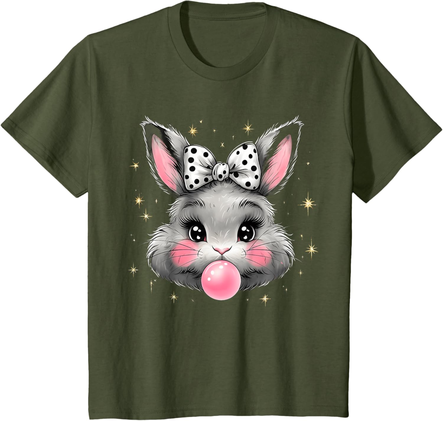 Cute Bunny Rabbit Face Coquette Bow Easter Day Girls Women T-Shirt