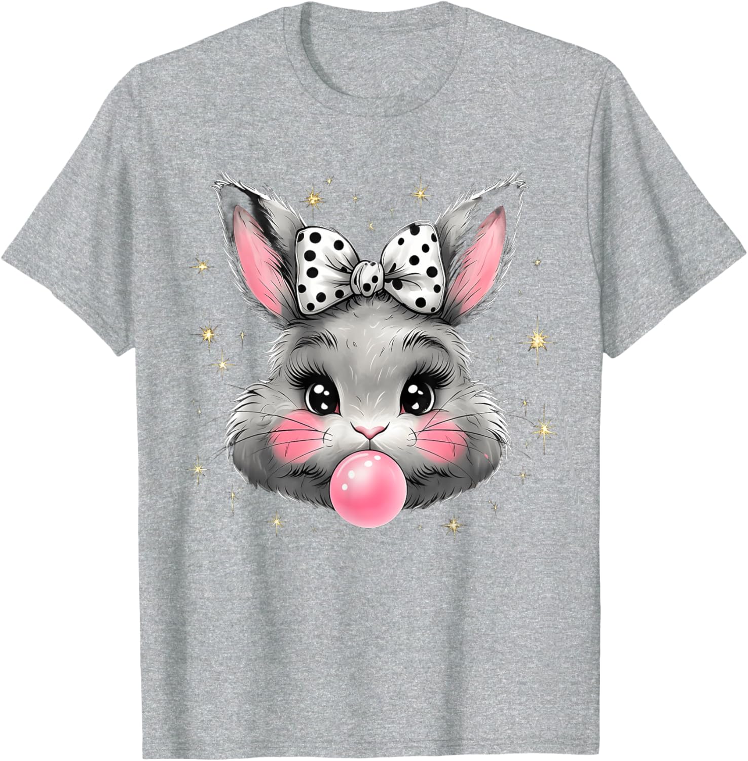 Cute Bunny Rabbit Face Coquette Bow Easter Day Girls Women T-Shirt