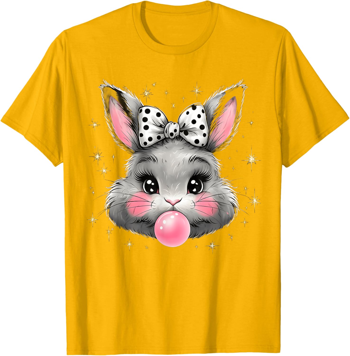 Cute Bunny Rabbit Face Coquette Bow Easter Day Girls Women T-Shirt