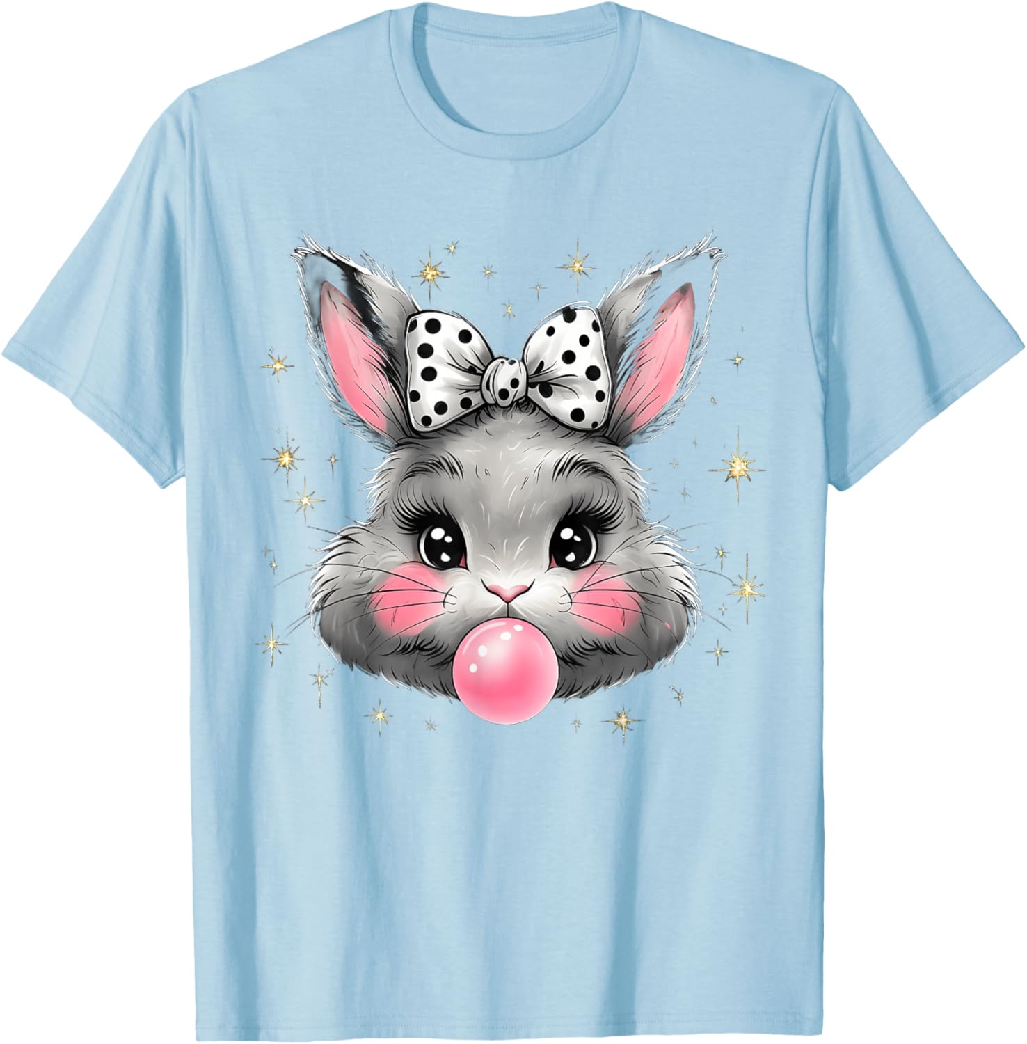 Cute Bunny Rabbit Face Coquette Bow Easter Day Girls Women T-Shirt