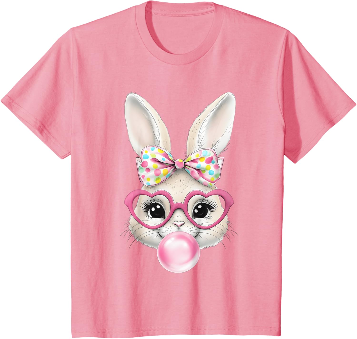 Cute Bunny Rabbit Face Coquette Bow Easter Day Girls Women T-Shirt