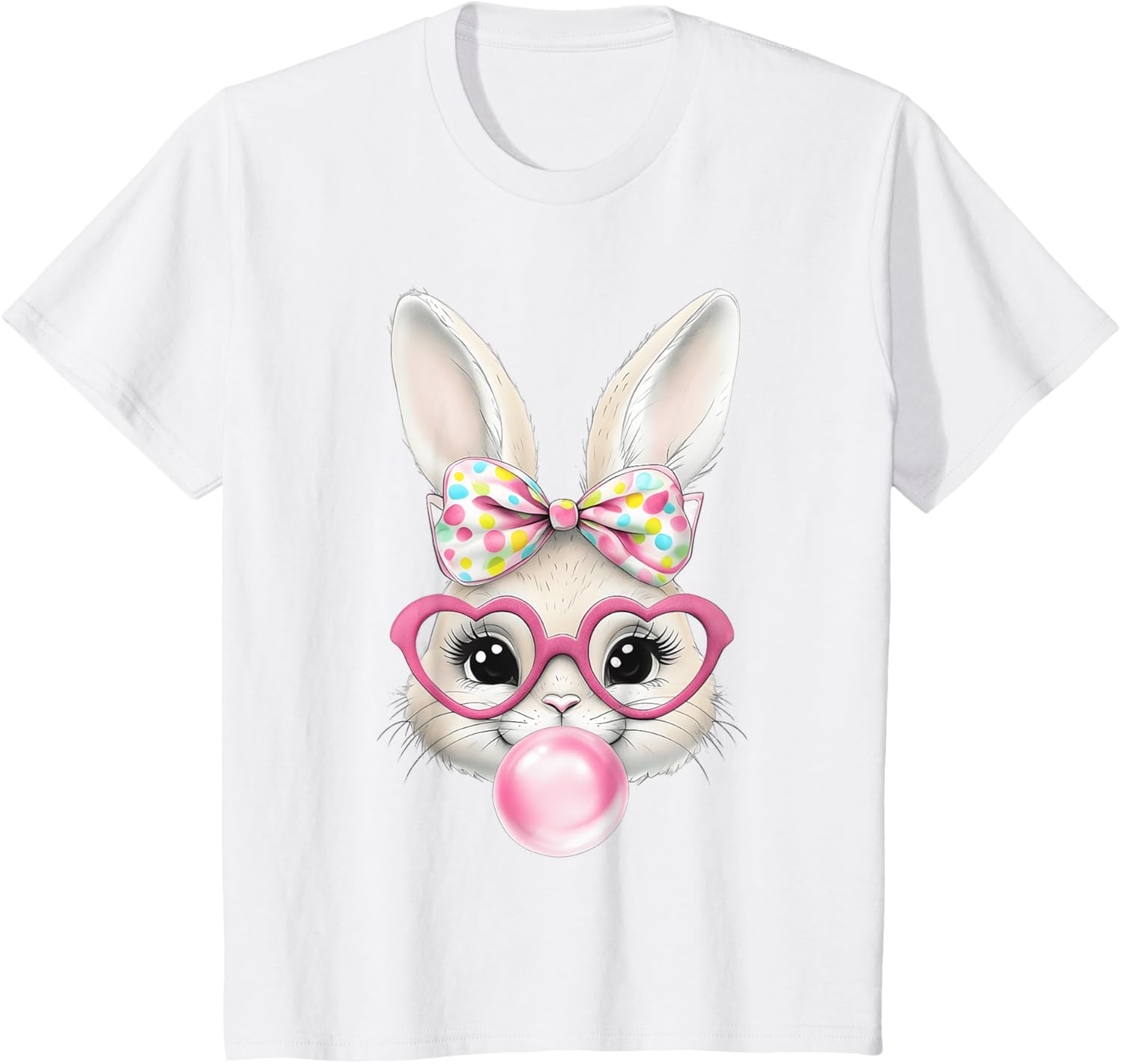 Cute Bunny Rabbit Face Coquette Bow Easter Day Girls Women T-Shirt