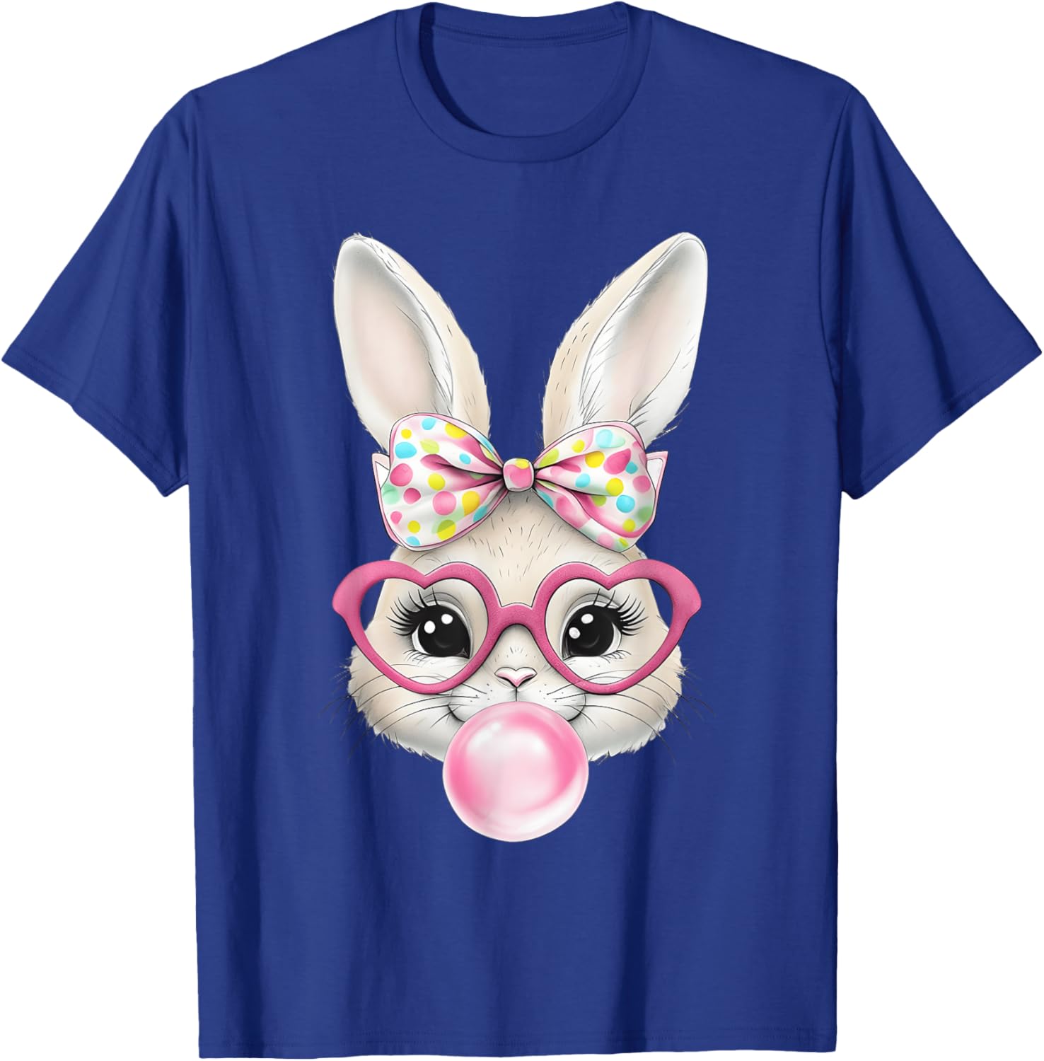 Cute Bunny Rabbit Face Coquette Bow Easter Day Girls Women T-Shirt