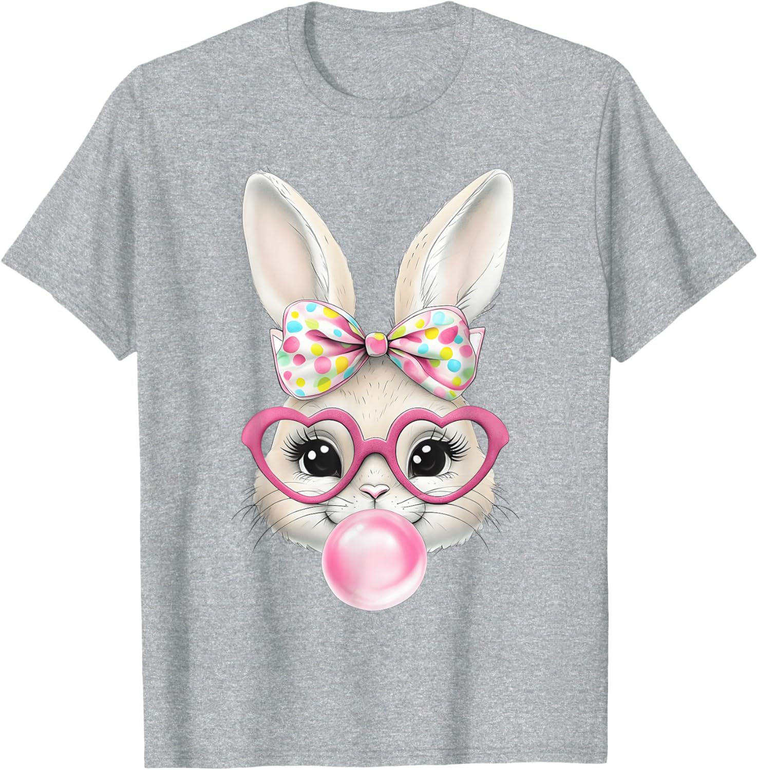 Cute Bunny Rabbit Face Coquette Bow Easter Day Girls Women T-Shirt