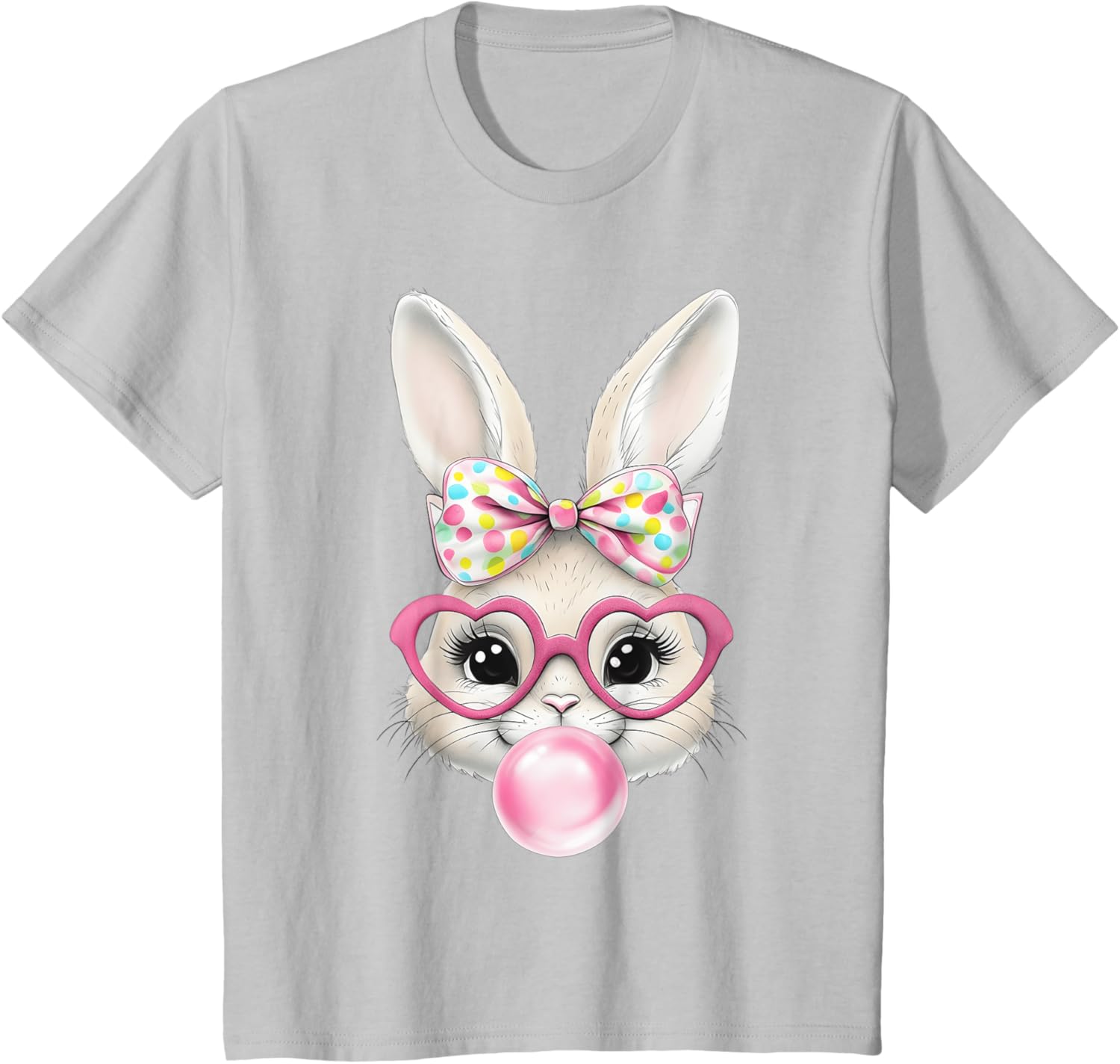 Cute Bunny Rabbit Face Coquette Bow Easter Day Girls Women T-Shirt