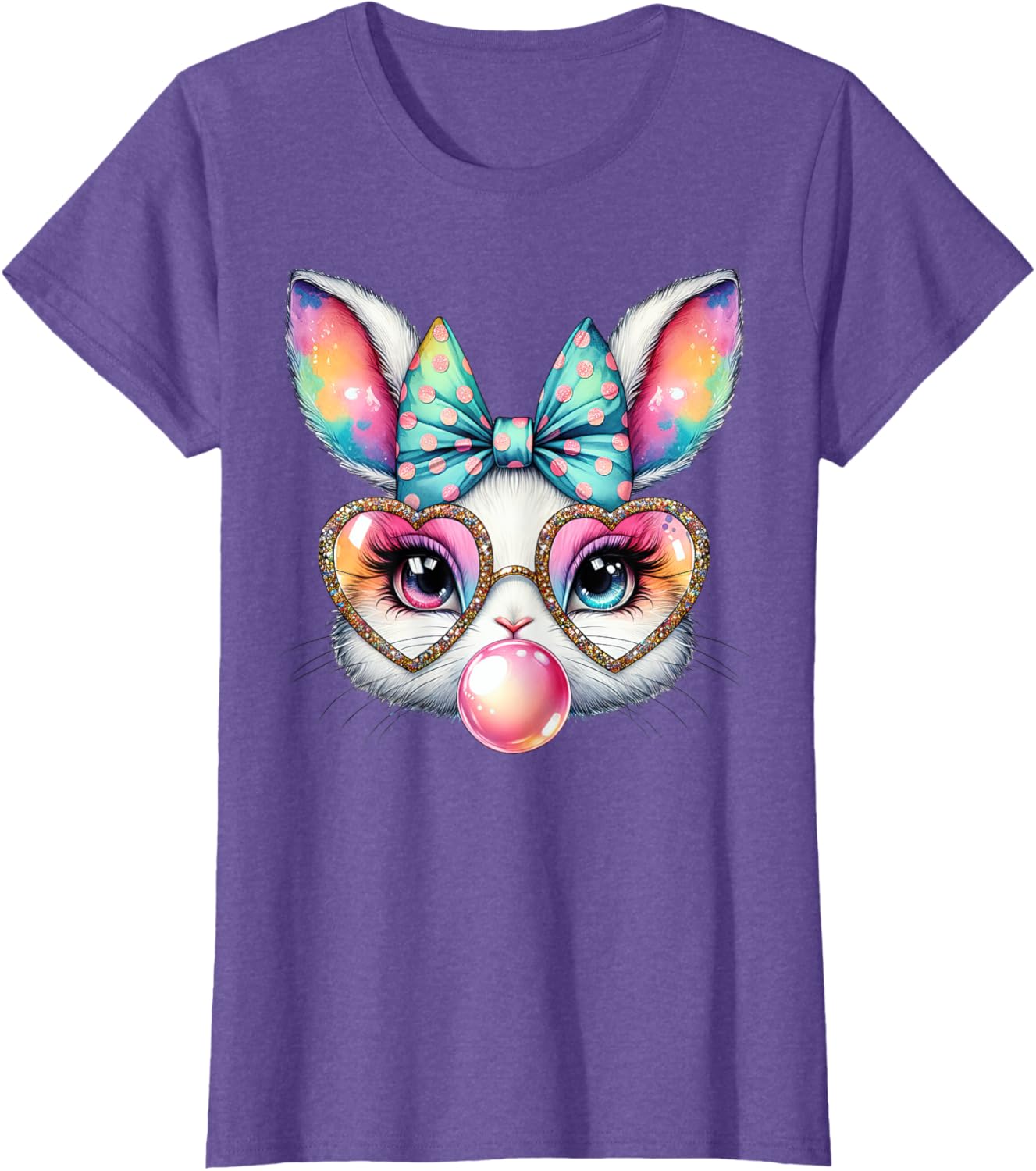 Cute Bunny Rabbit Face Coquette Bow Easter Day Girls Women T-Shirt