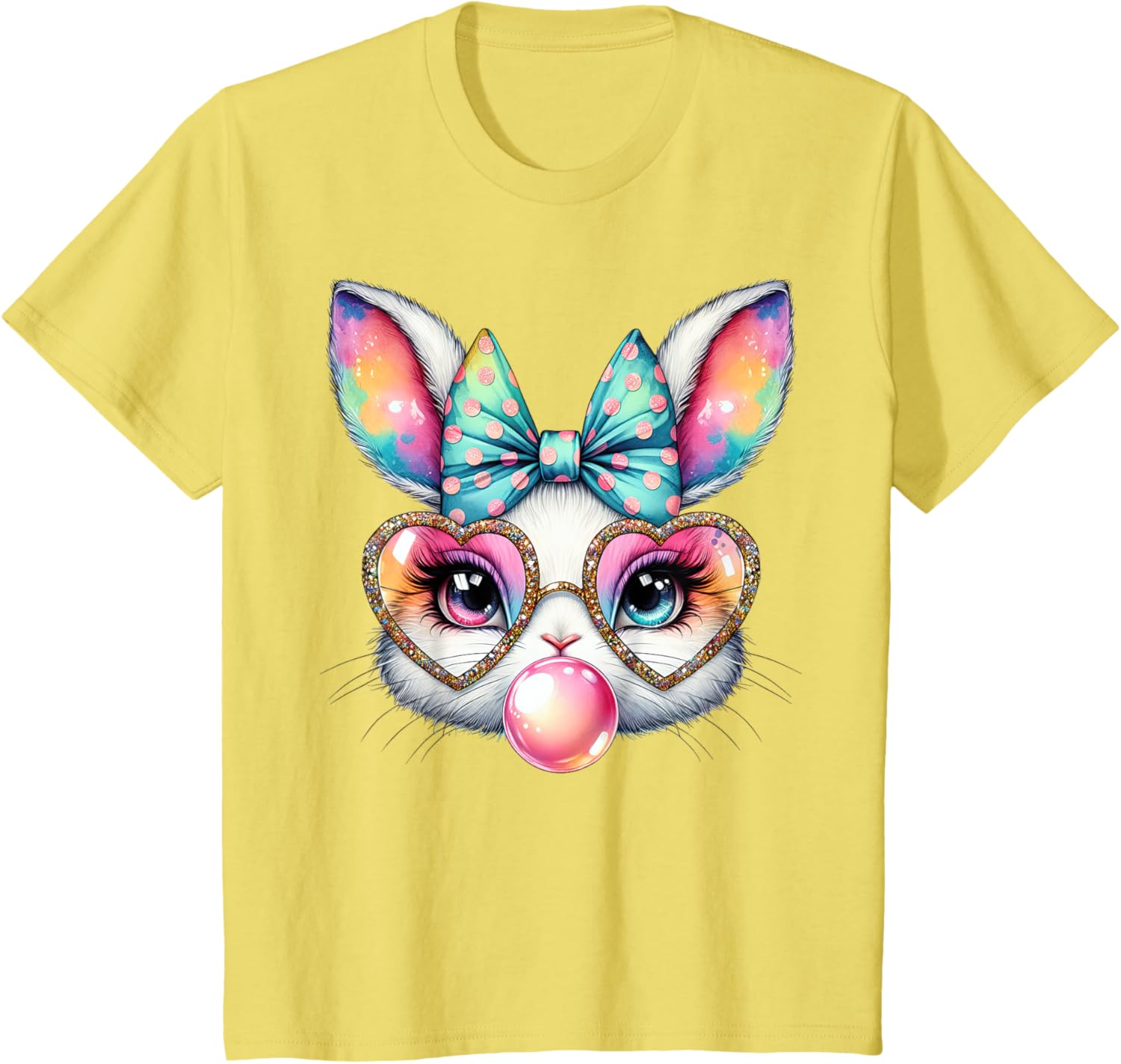 Cute Bunny Rabbit Face Coquette Bow Easter Day Girls Women T-Shirt