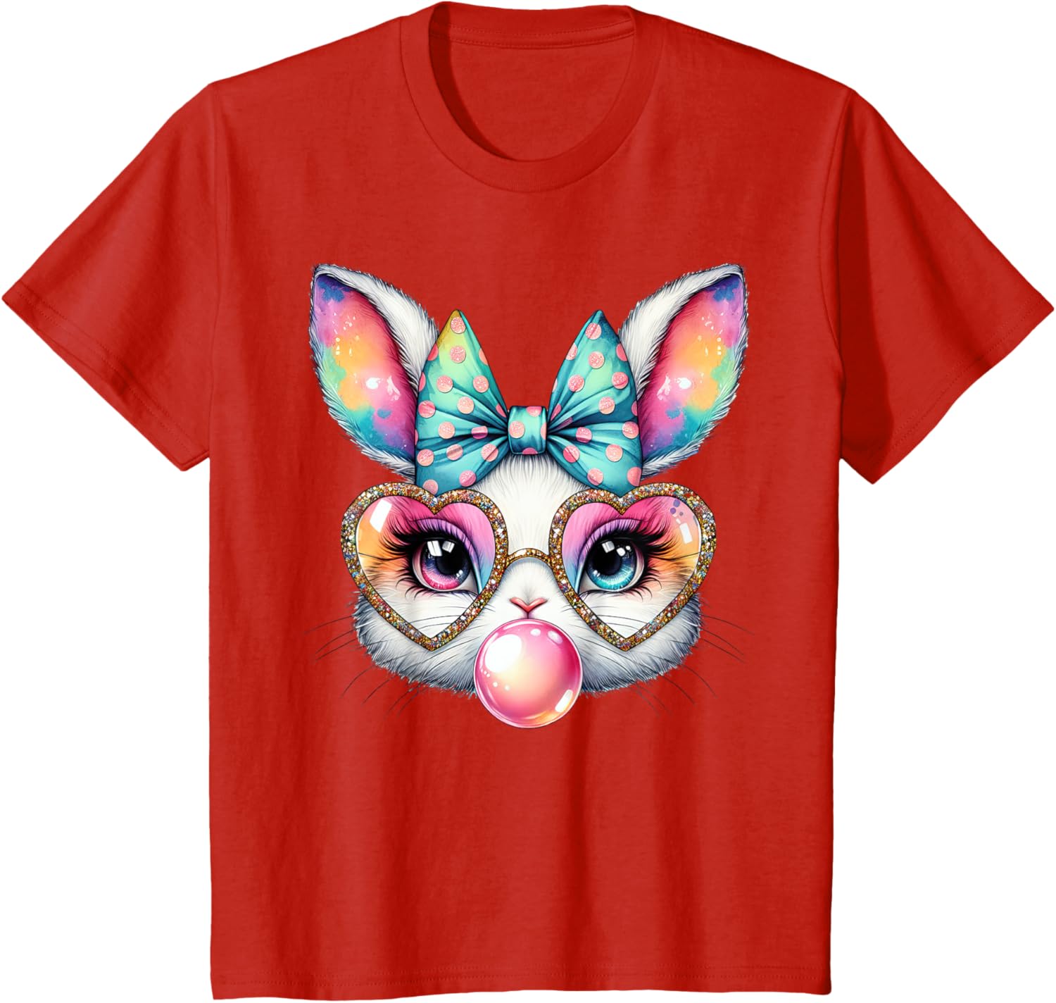 Cute Bunny Rabbit Face Coquette Bow Easter Day Girls Women T-Shirt