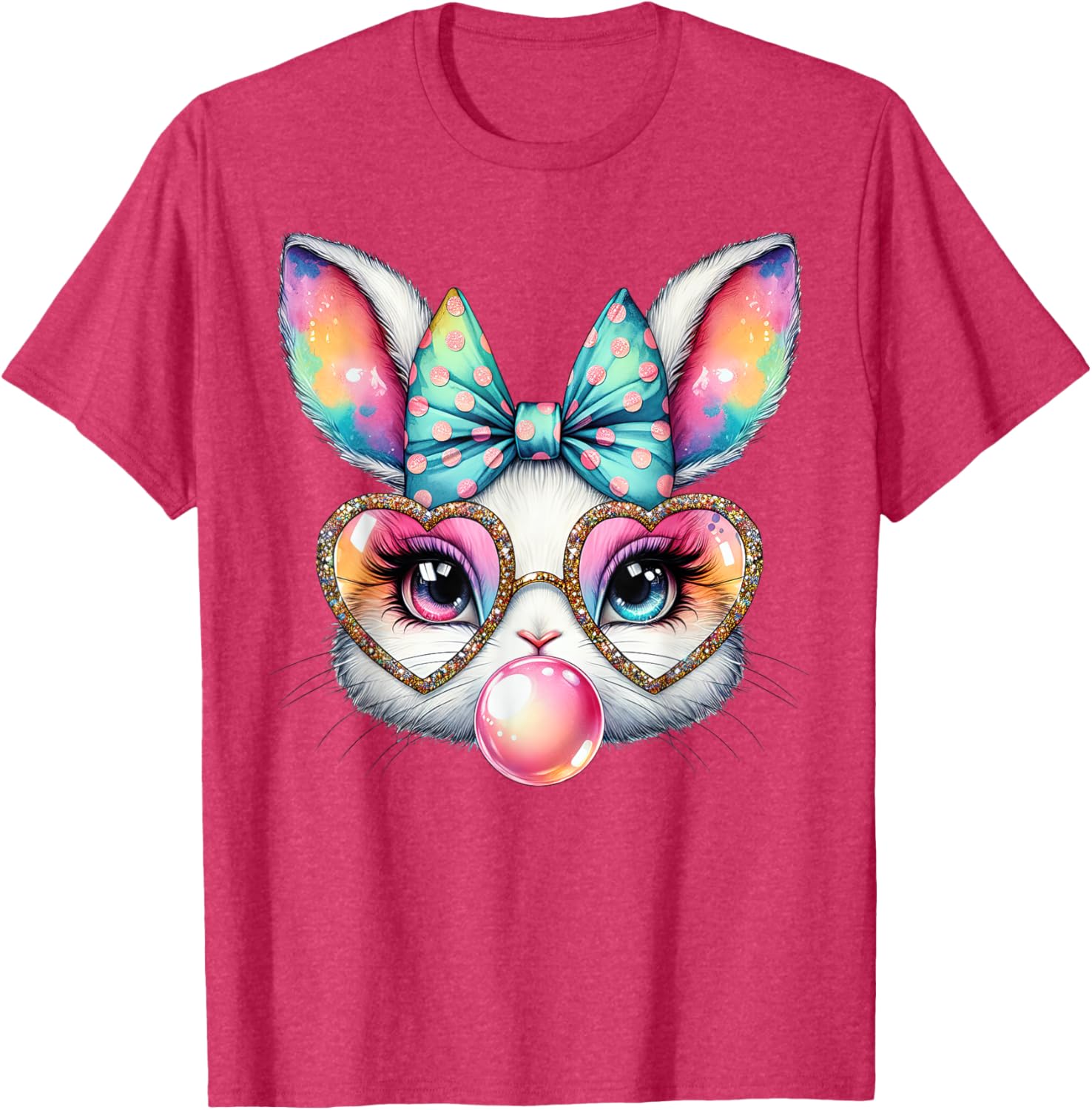 Cute Bunny Rabbit Face Coquette Bow Easter Day Girls Women T-Shirt