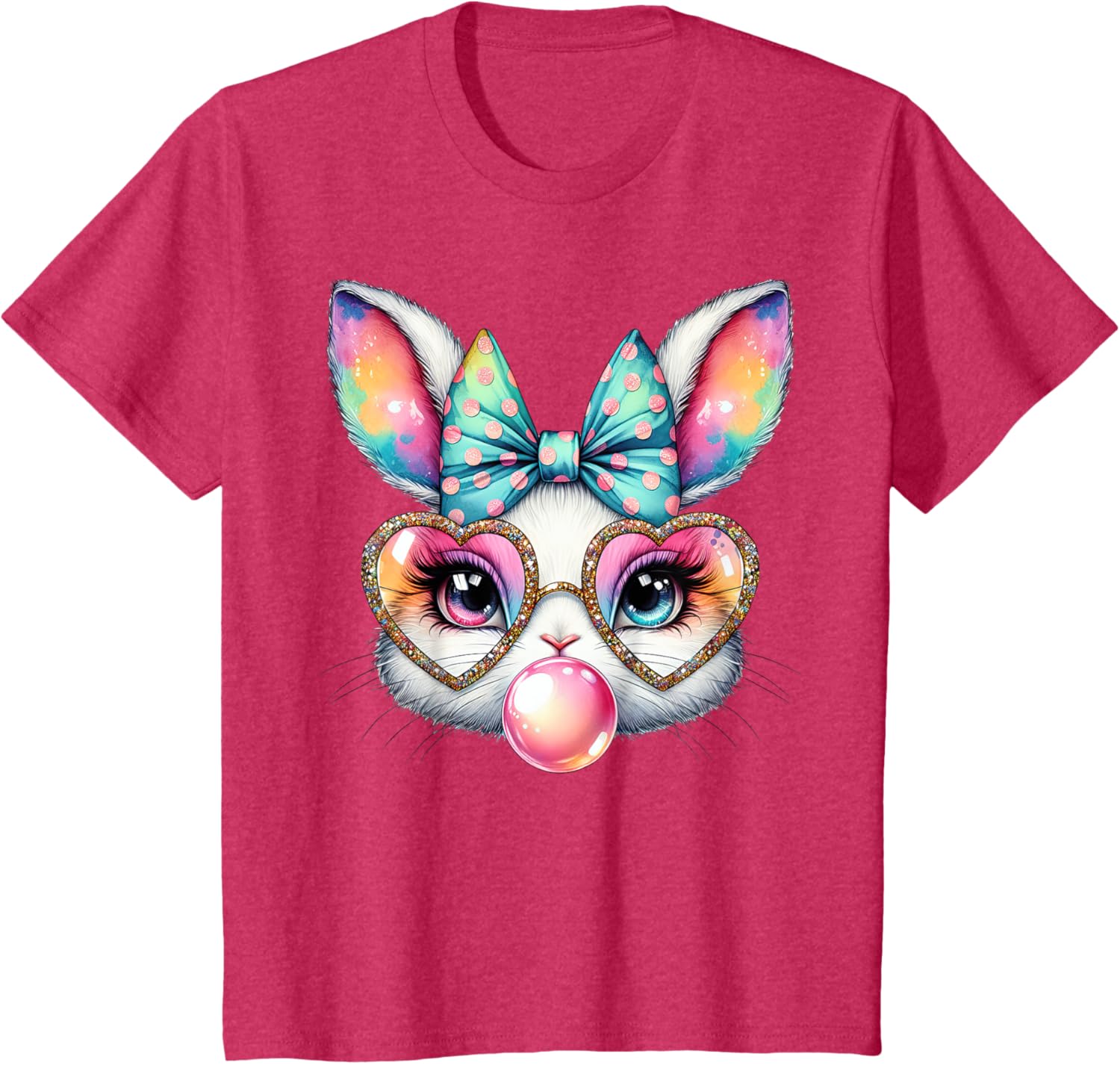 Cute Bunny Rabbit Face Coquette Bow Easter Day Girls Women T-Shirt