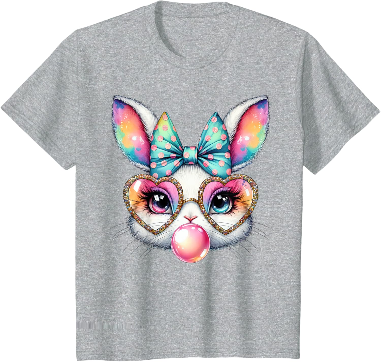 Cute Bunny Rabbit Face Coquette Bow Easter Day Girls Women T-Shirt