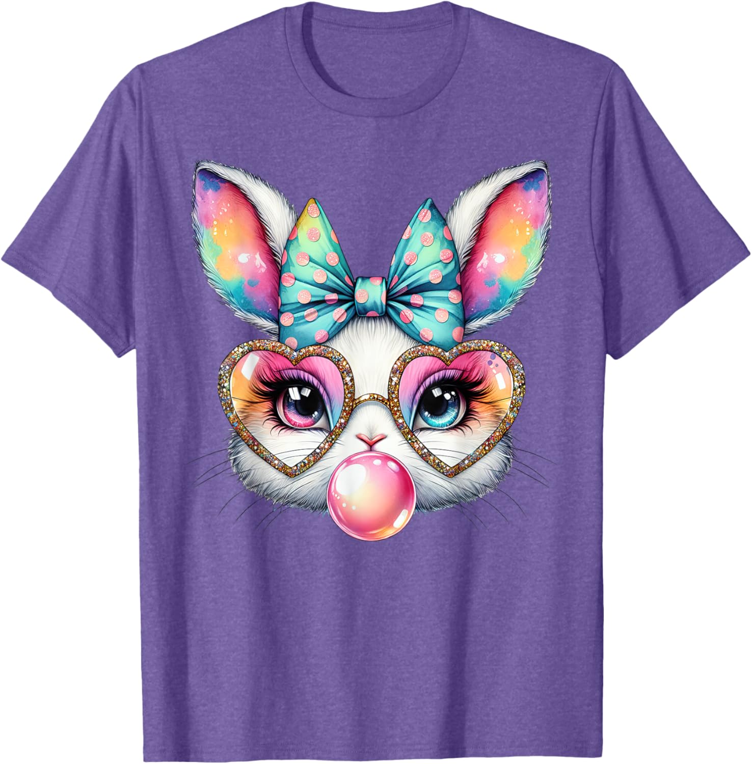 Cute Bunny Rabbit Face Coquette Bow Easter Day Girls Women T-Shirt